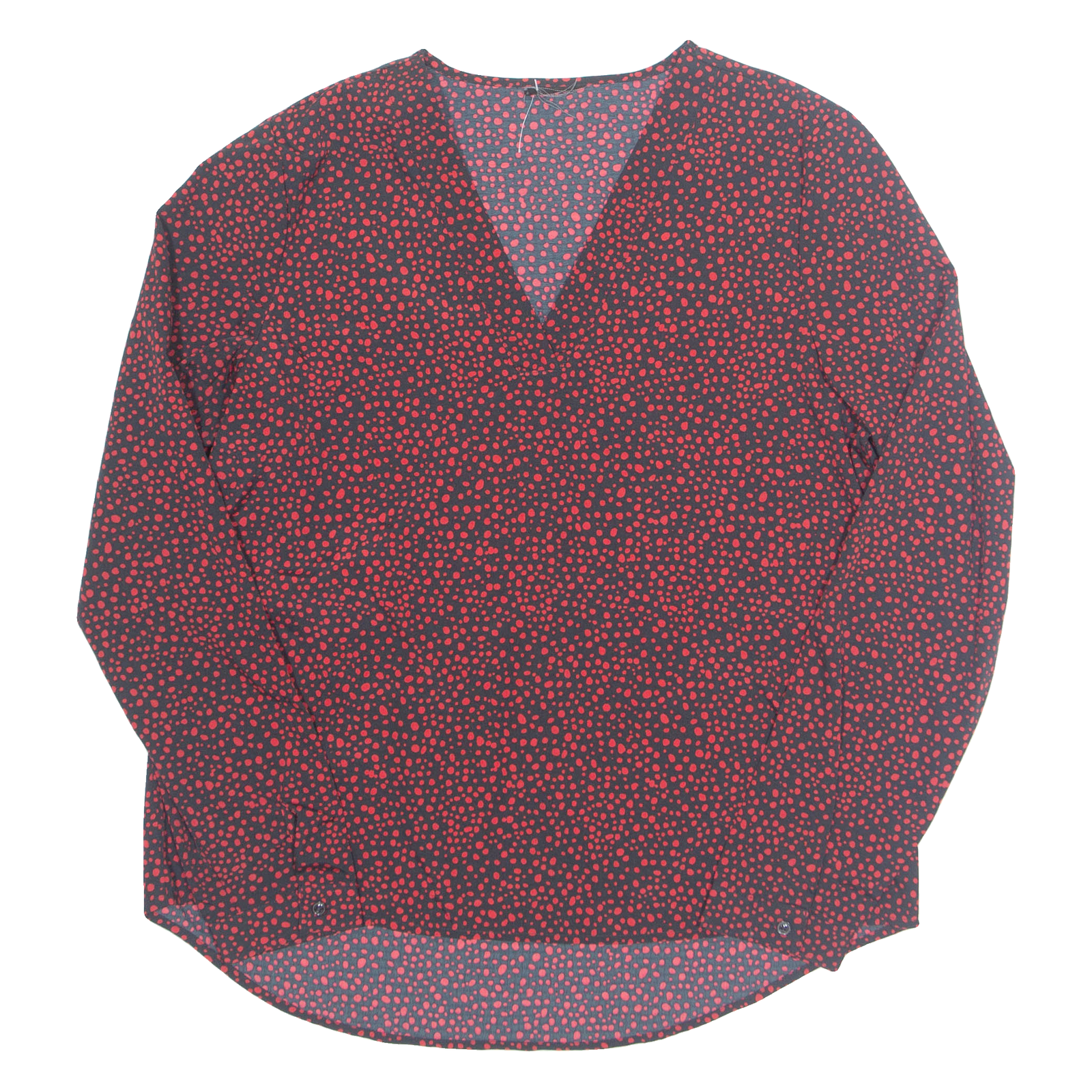 Womens Printed Blouse Red V-Neck Long Sleeve Spotted S Refurbished - N/A refurbished available on Cerqular
