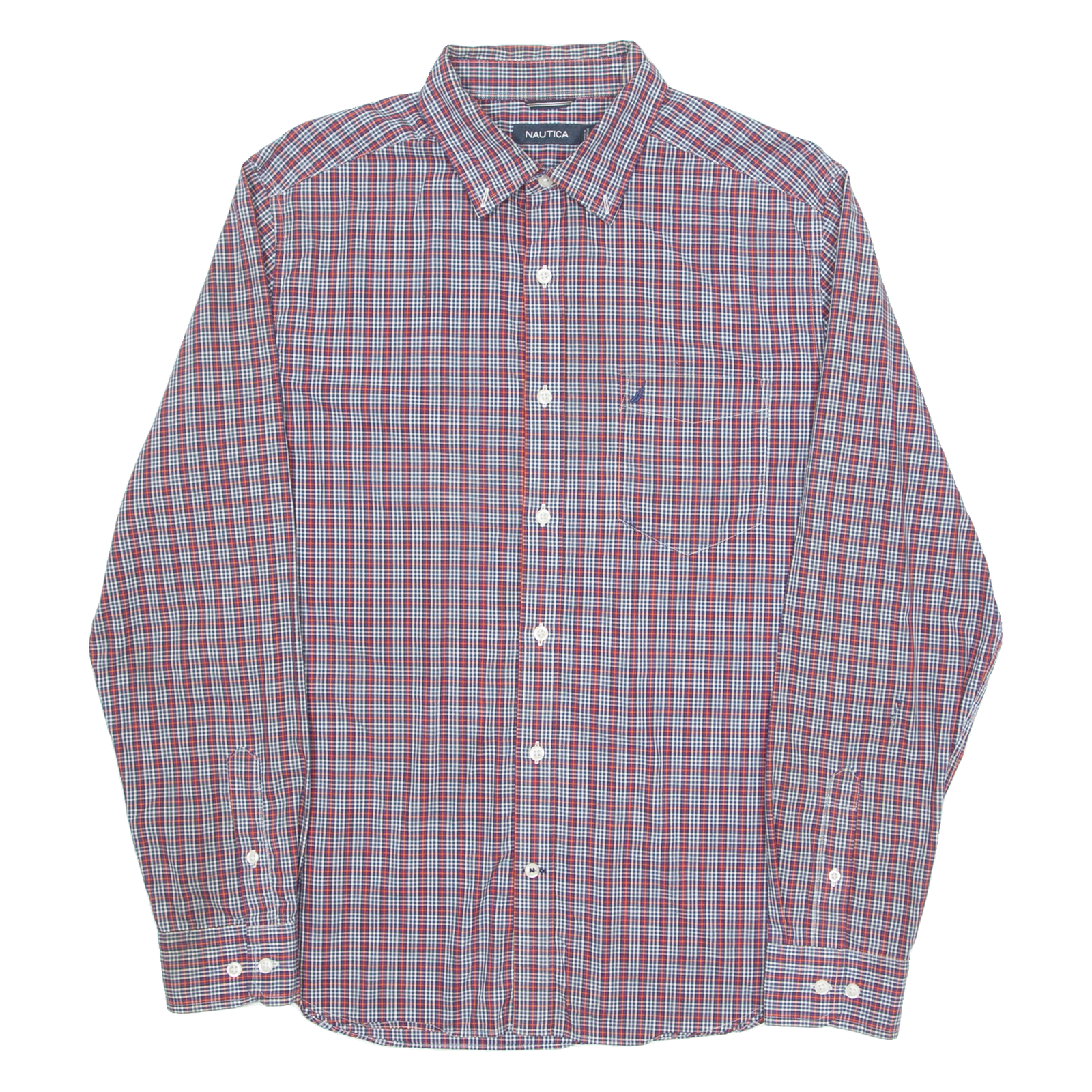 NAUTICA Mens Shirt Blue Check Long Sleeve L Refurbished - N/A refurbished available on Cerqular