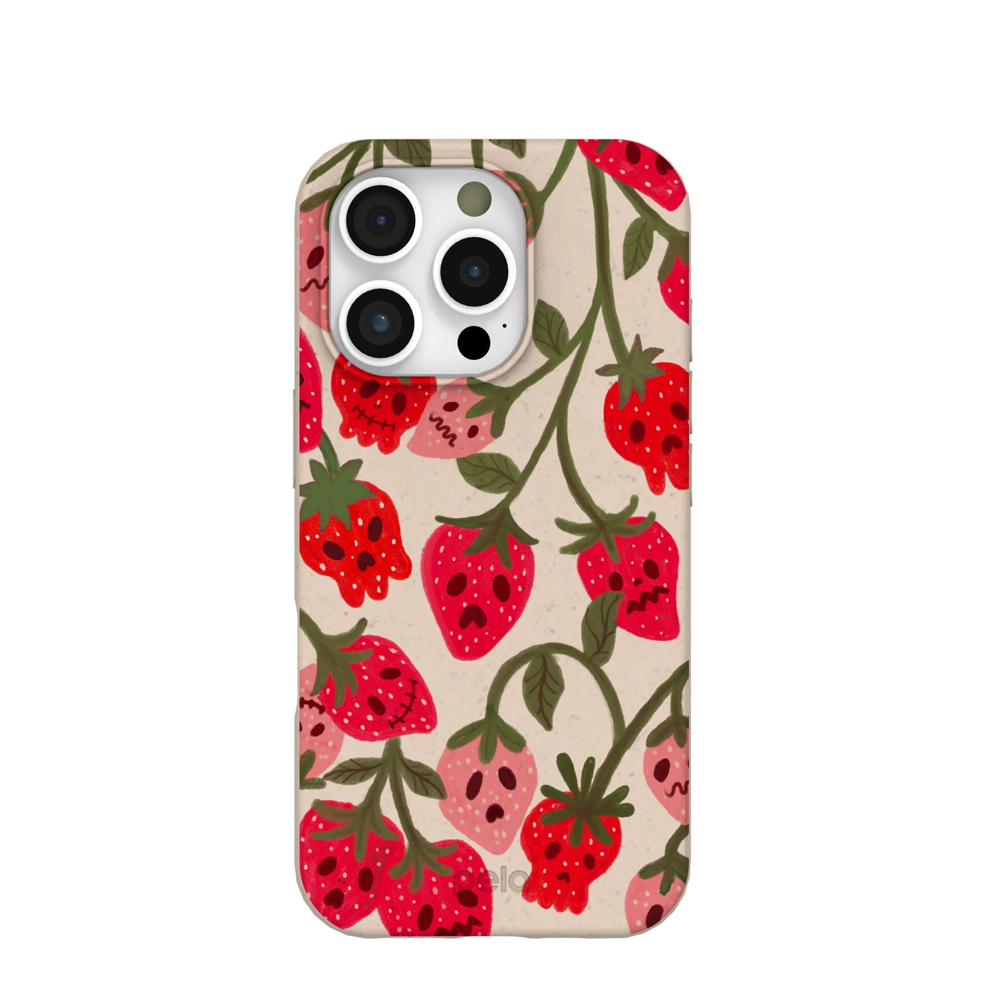 Seashell Strawboories iPhone 16 Pro Case Refurbished - Pela Case refurbished available on Cerqular