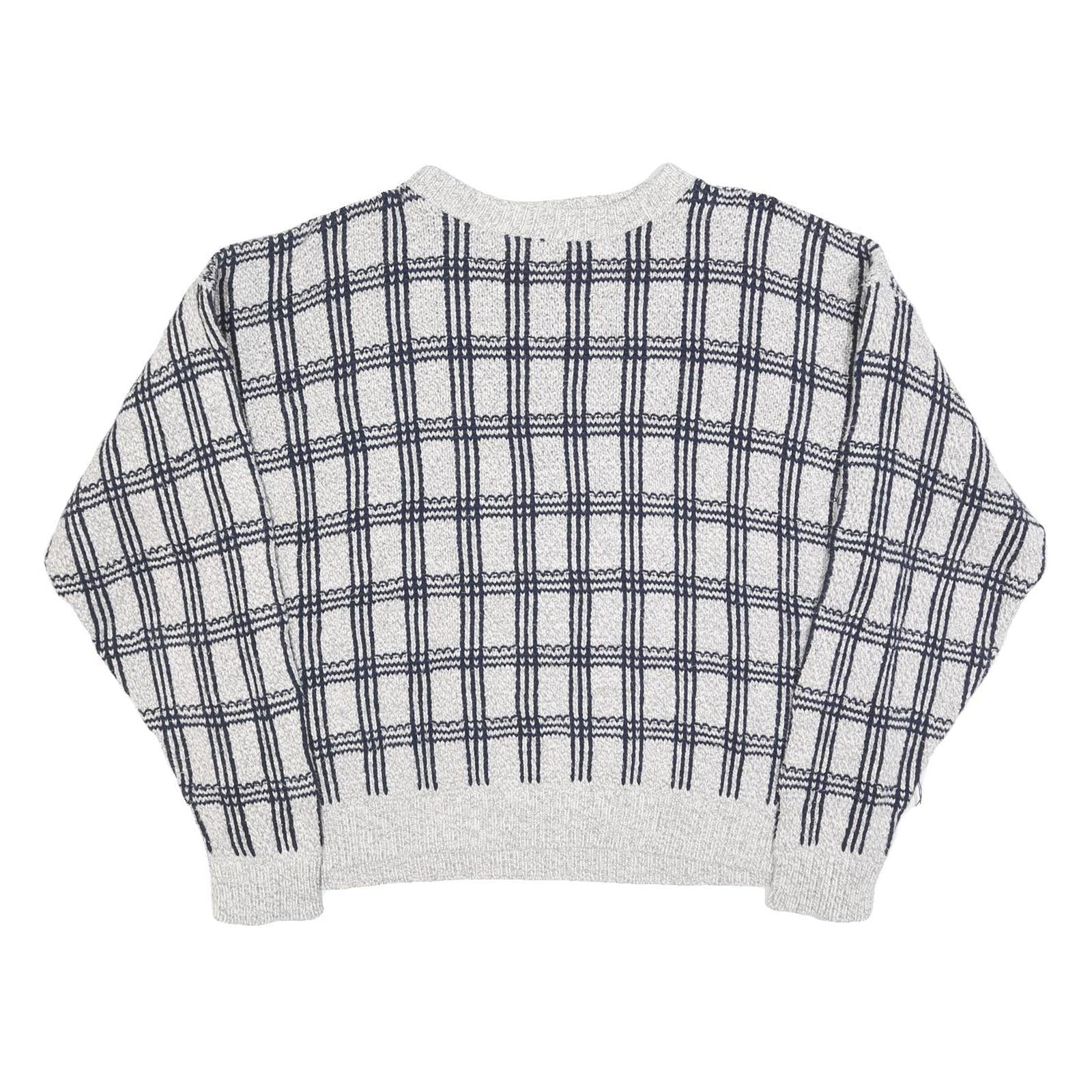 AMERICAN SPIRIT Womens Grey & Navy Patterned Cotton Blend Jumper Crew Neck L Refurbished - N/A refurbished available on Cerqular