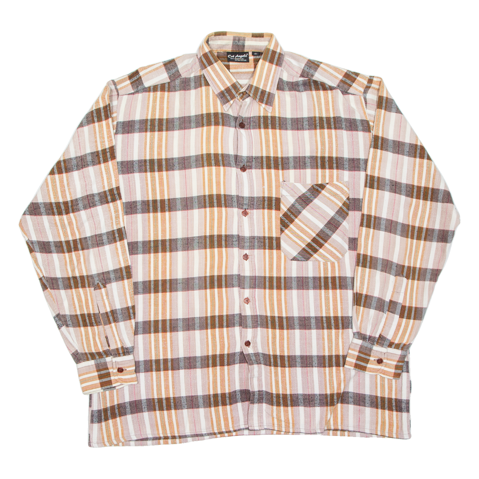 Mens Shirt Brown Check Long Sleeve XL Refurbished - N/A refurbished available on Cerqular