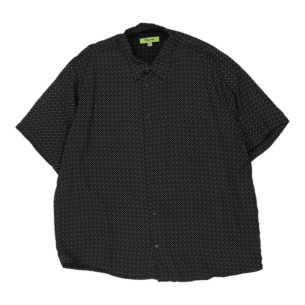 Tipo'S Checked Short Sleeve Shirt - XL Black Viscose Blend Refurbished - Thrifted (note: this is a term often used to describe second- refurbished available on Cerqular