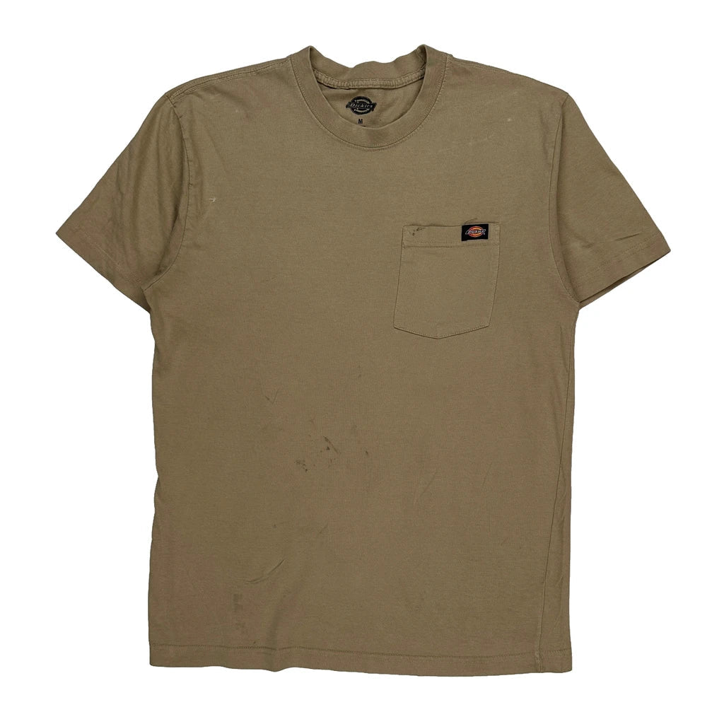 Dickies T-Shirt - Medium Khaki Cotton Refurbished - Thrifted (note: this is a term often used to describe second- refurbished available on Cerqular