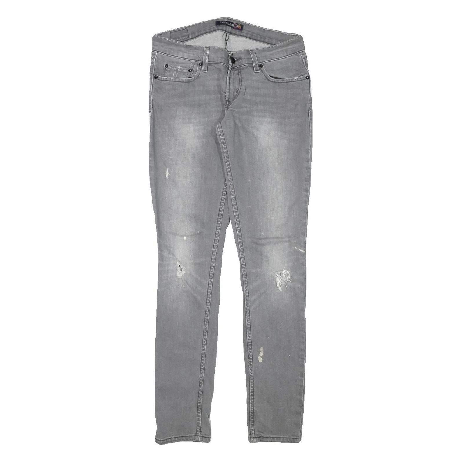LEVI'S Womens Grey Slim Skinny Denim Light W29 L31 Distressed Cotton Blend Jeans Refurbished - N/A refurbished available on Cerqular