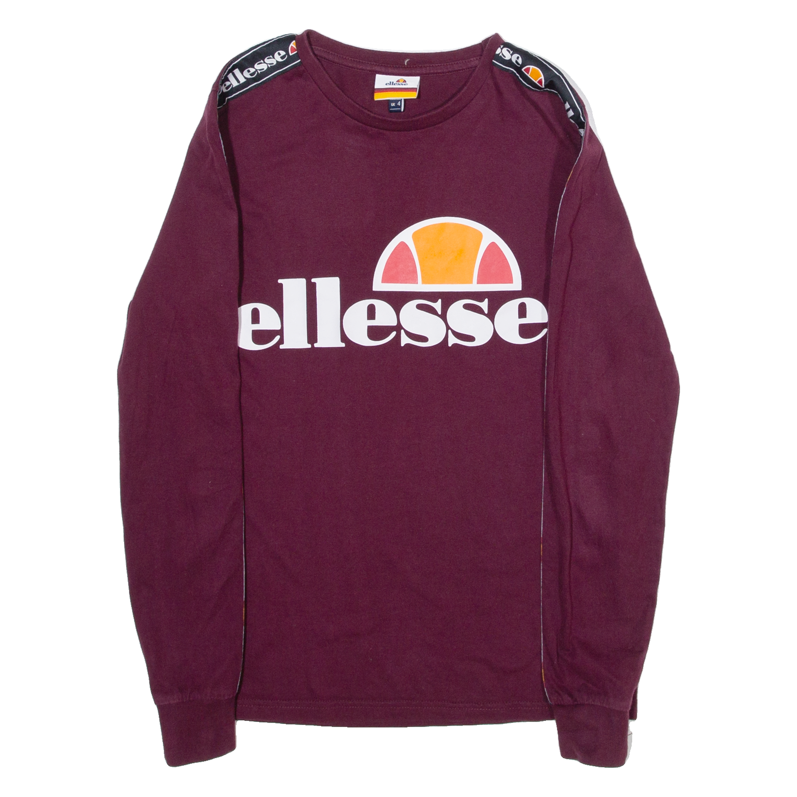 ELLESSE Womens T-Shirt Maroon Long Sleeve UK 4 Refurbished - N/A refurbished available on Cerqular