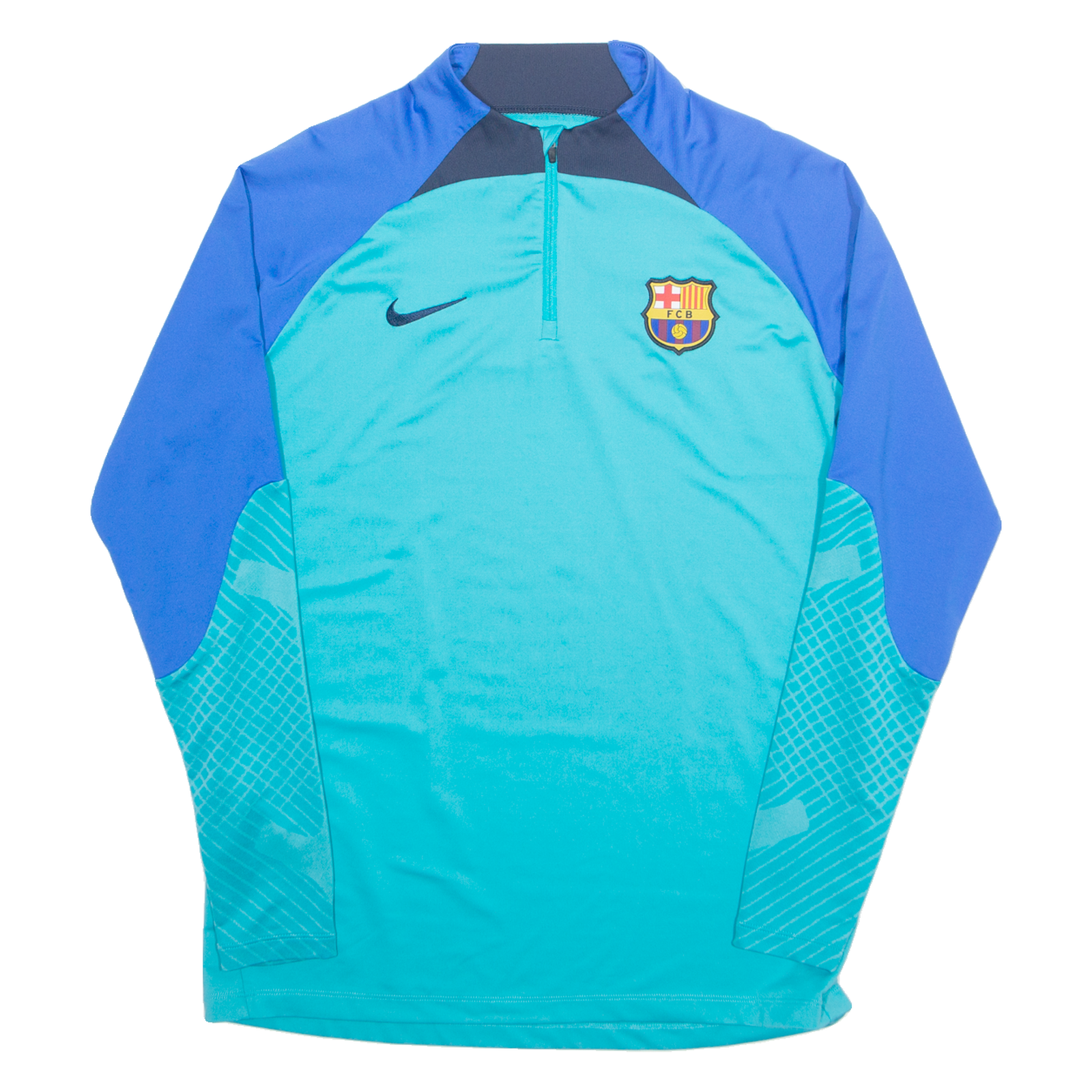 NIKE DRI FIT Slim Fit FC Barcelona Mens Sweatshirt Blue 1/4 Zip L Refurbished - N/A refurbished available on Cerqular