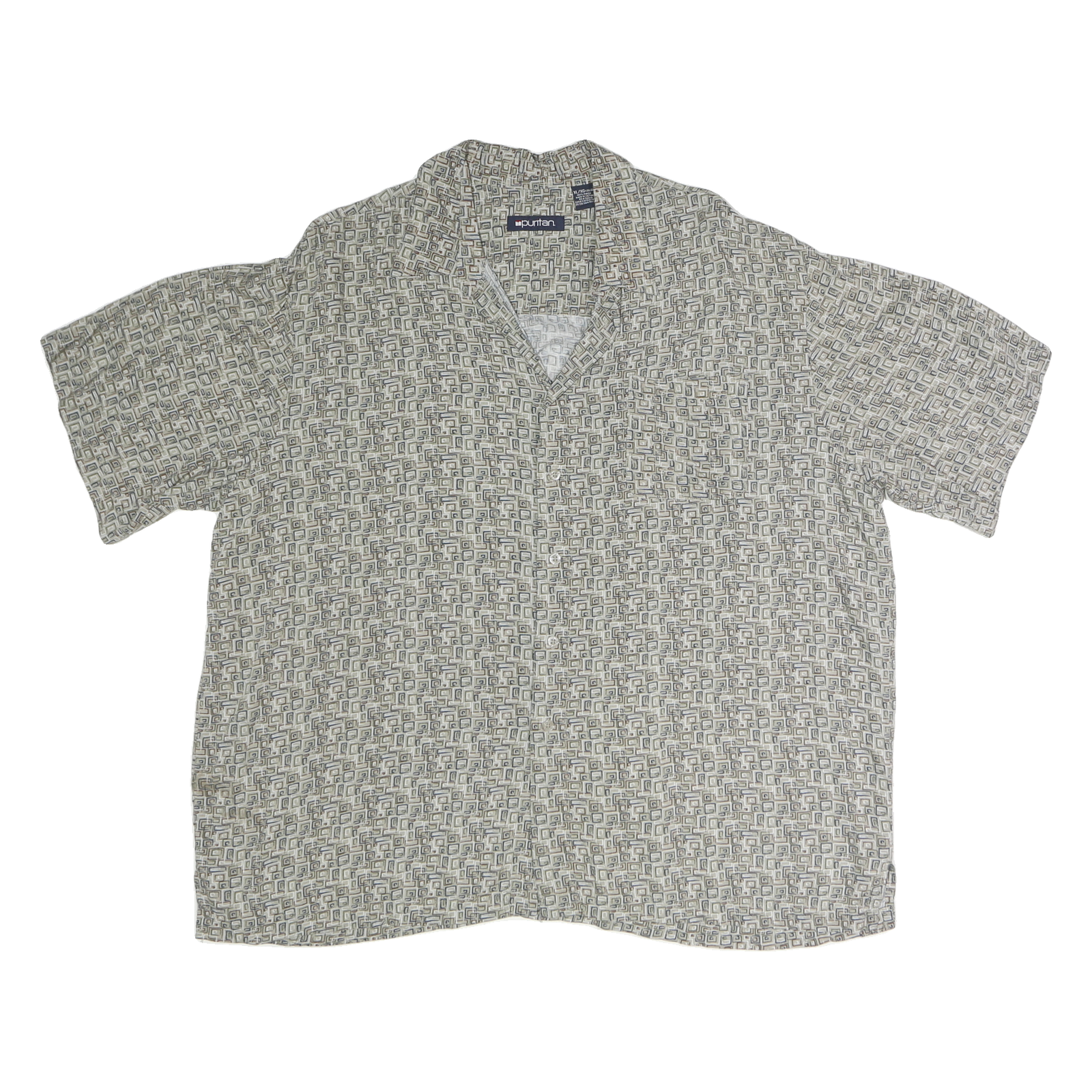 PURITAN Womens Beige Pattern Cotton Shirt XL Short Sleeve Casual Relaxed Fit Refurbished - N/A refurbished available on Cerqular