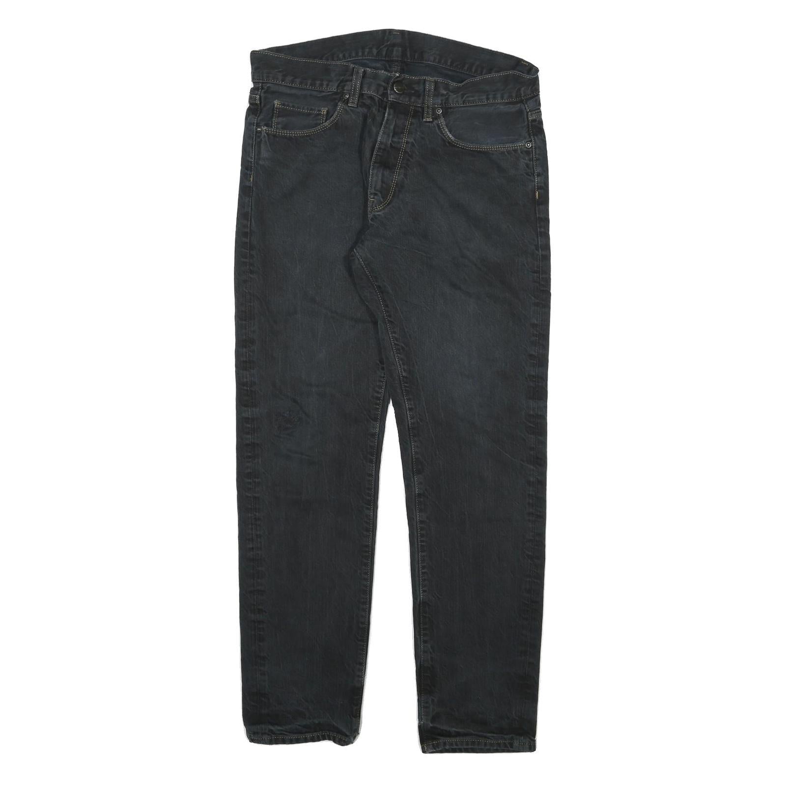 CARHARTT Mens Regular Fit Black Cotton Blend Zip Trousers W30 L30 Durable Refurbished - N/A refurbished available on Cerqular