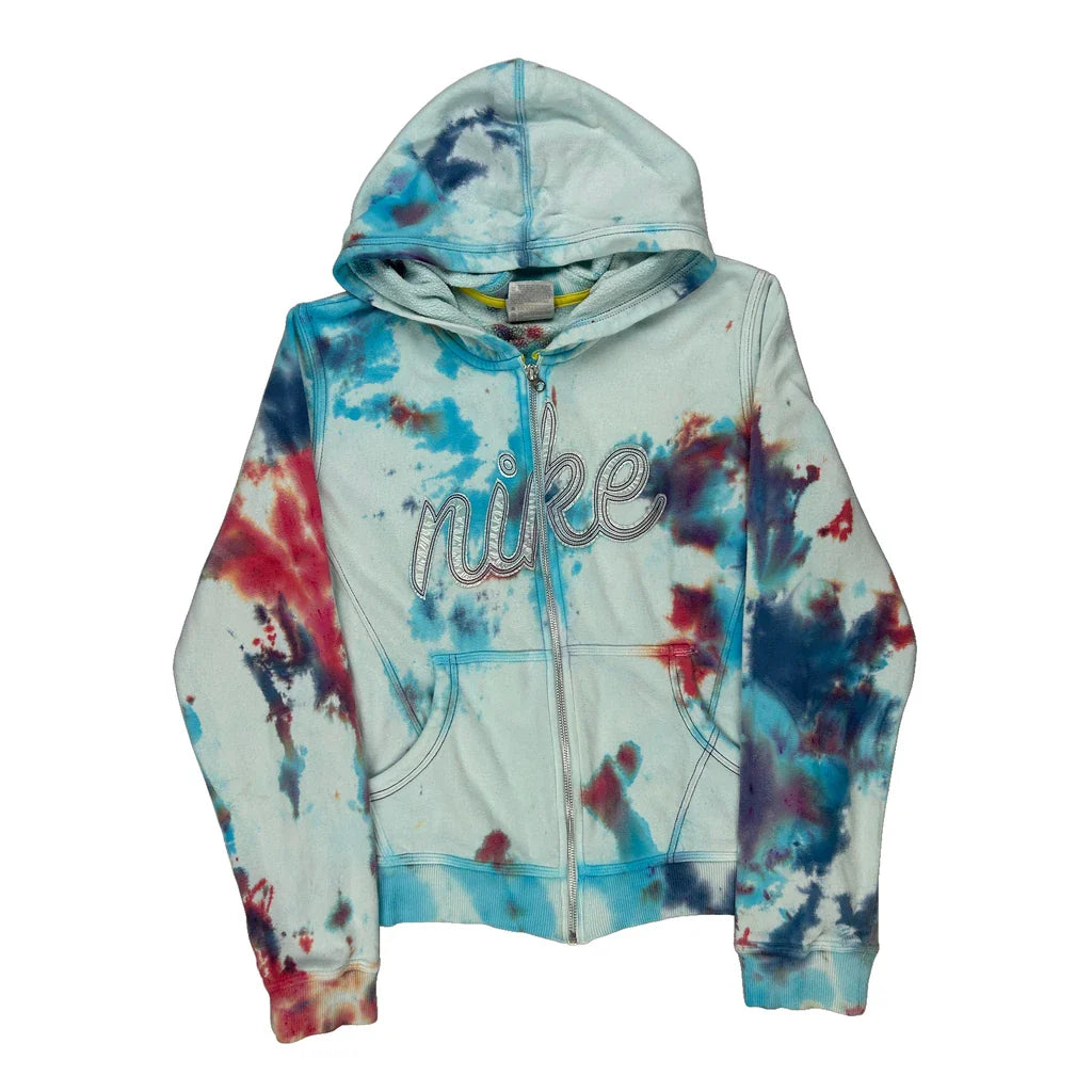 Age 13-14 Nike Tie-Dye Hoodie - XL Multicoloured Cotton Refurbished - Thrifted (note: this is a term often used to describe second- refurbished available on Cerqular