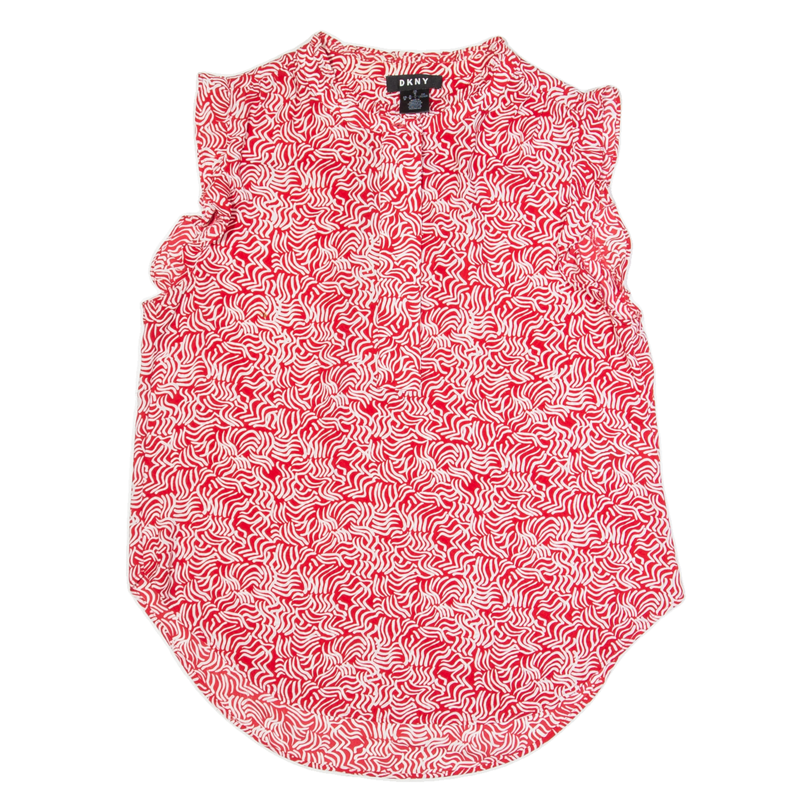 DKNY Womens Printed Shirt Red High Neck Sleeveless Crazy Pattern M Refurbished - N/A refurbished available on Cerqular