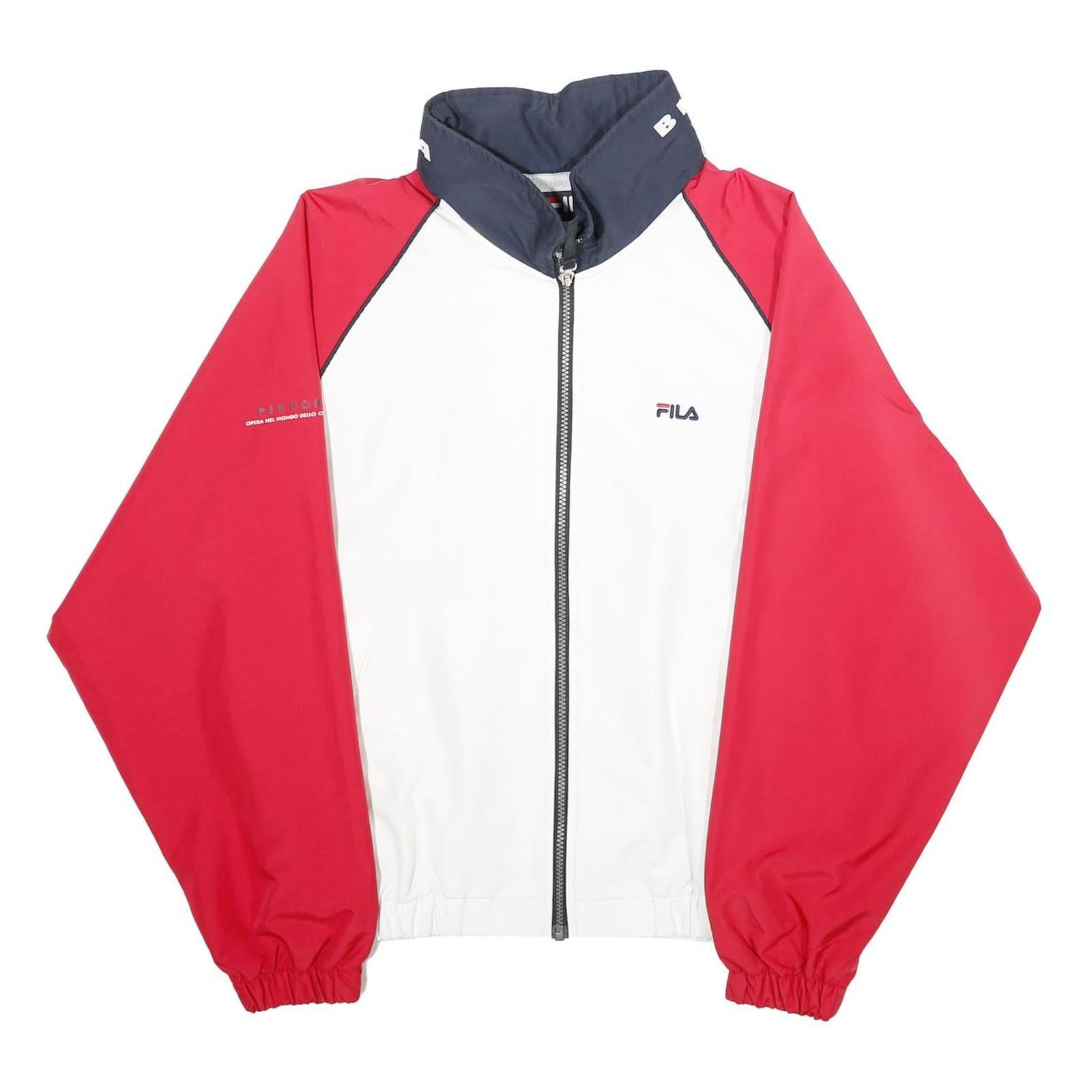 FILA Womens White & Red Zip Jacket L Plain Lightweight Casual Retro Sportswear Refurbished - N/A refurbished available on Cerqular
