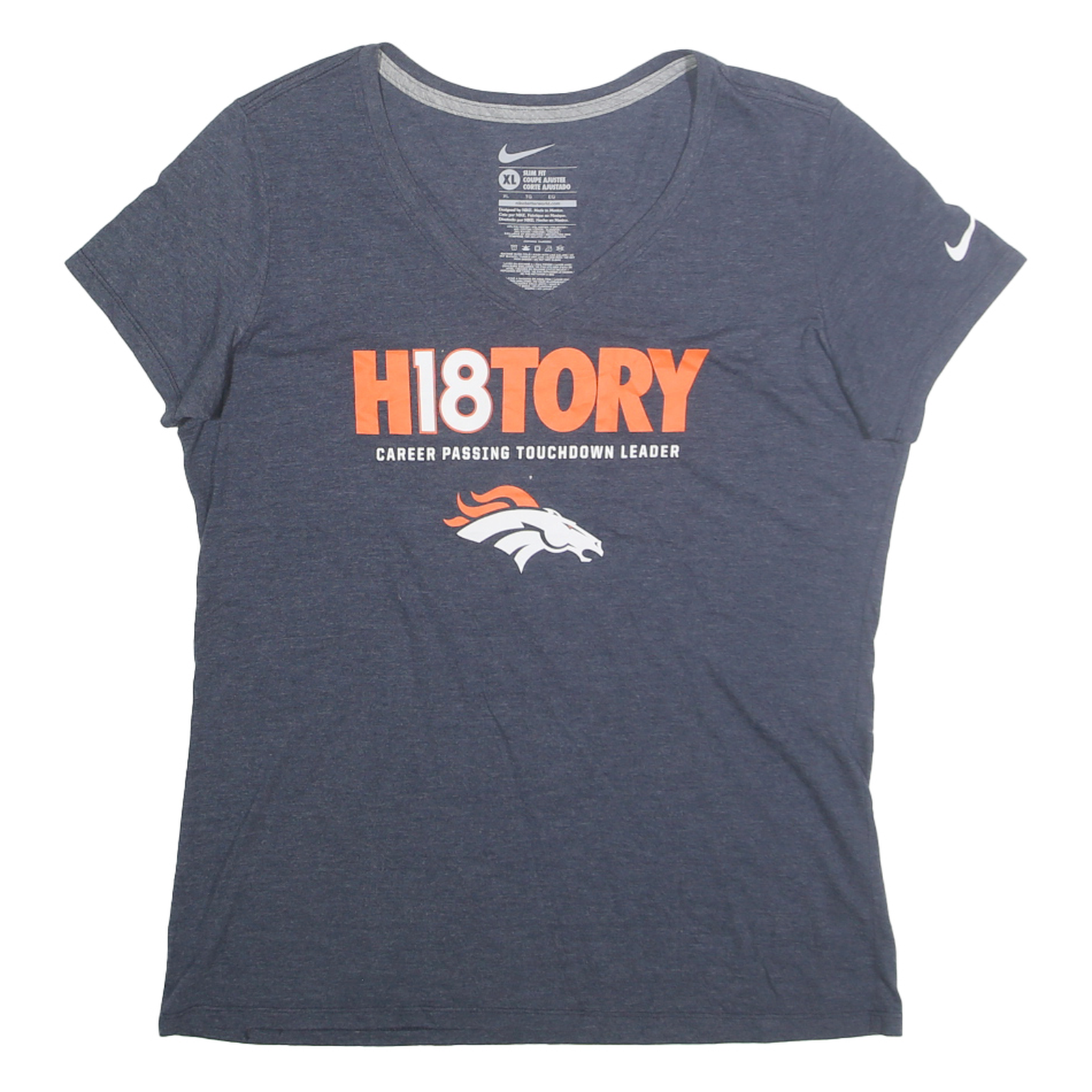 NIKE Womens Blue Orange H18TORY Graphic T-Shirt XL Short Sleeve V-Neck Refurbished - N/A refurbished available on Cerqular