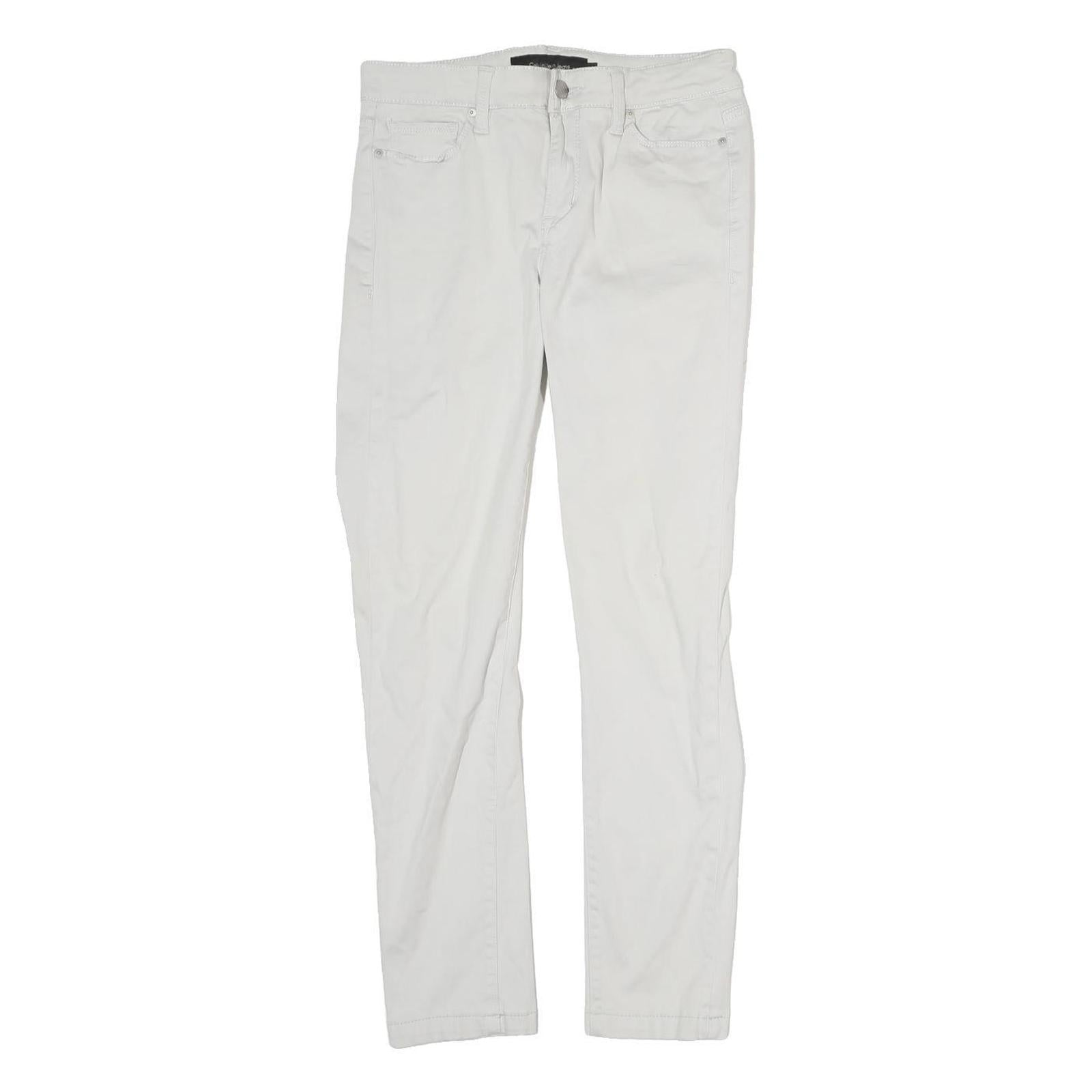 CALVIN KLEIN JEANS Womens Cotton Blend White Slim Skinny Trousers W28 L27 Refurbished - N/A refurbished available on Cerqular