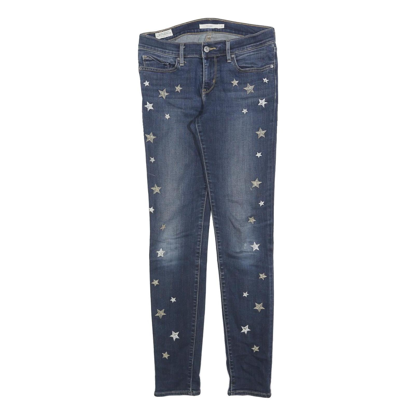 LEVI'S 711 Womens Jeans Blue Slim Skinny Denim Medium W27 L30 Star Embroidered Refurbished - N/A refurbished available on Cerqular