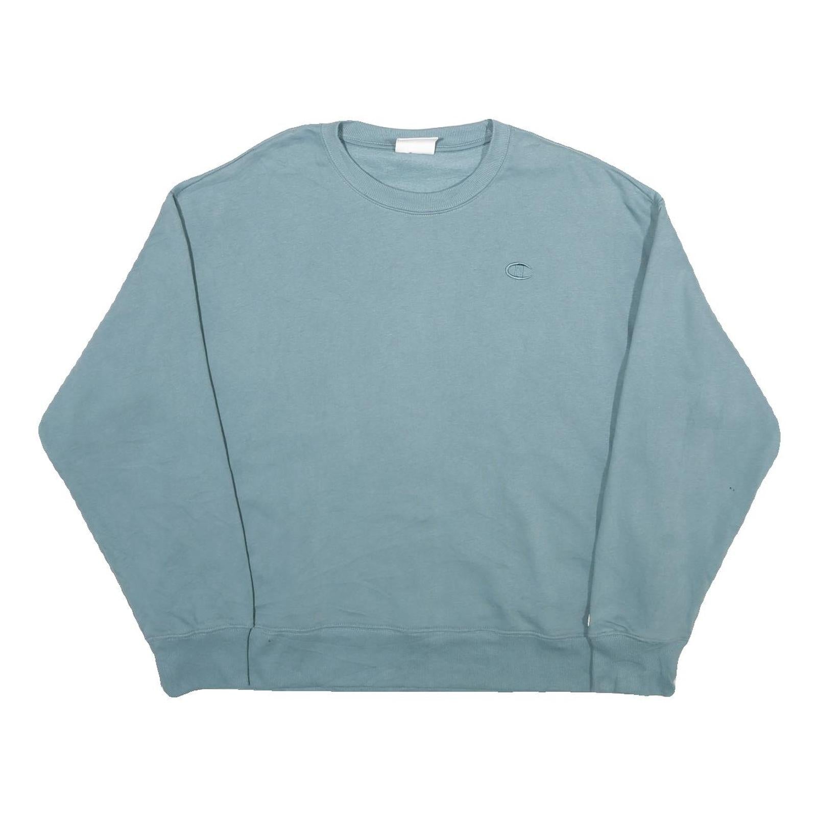 CHAMPION Mens Blue Crew Neck L Sweatshirt Cotton Blend Classic Logo Pullover Refurbished - N/A refurbished available on Cerqular