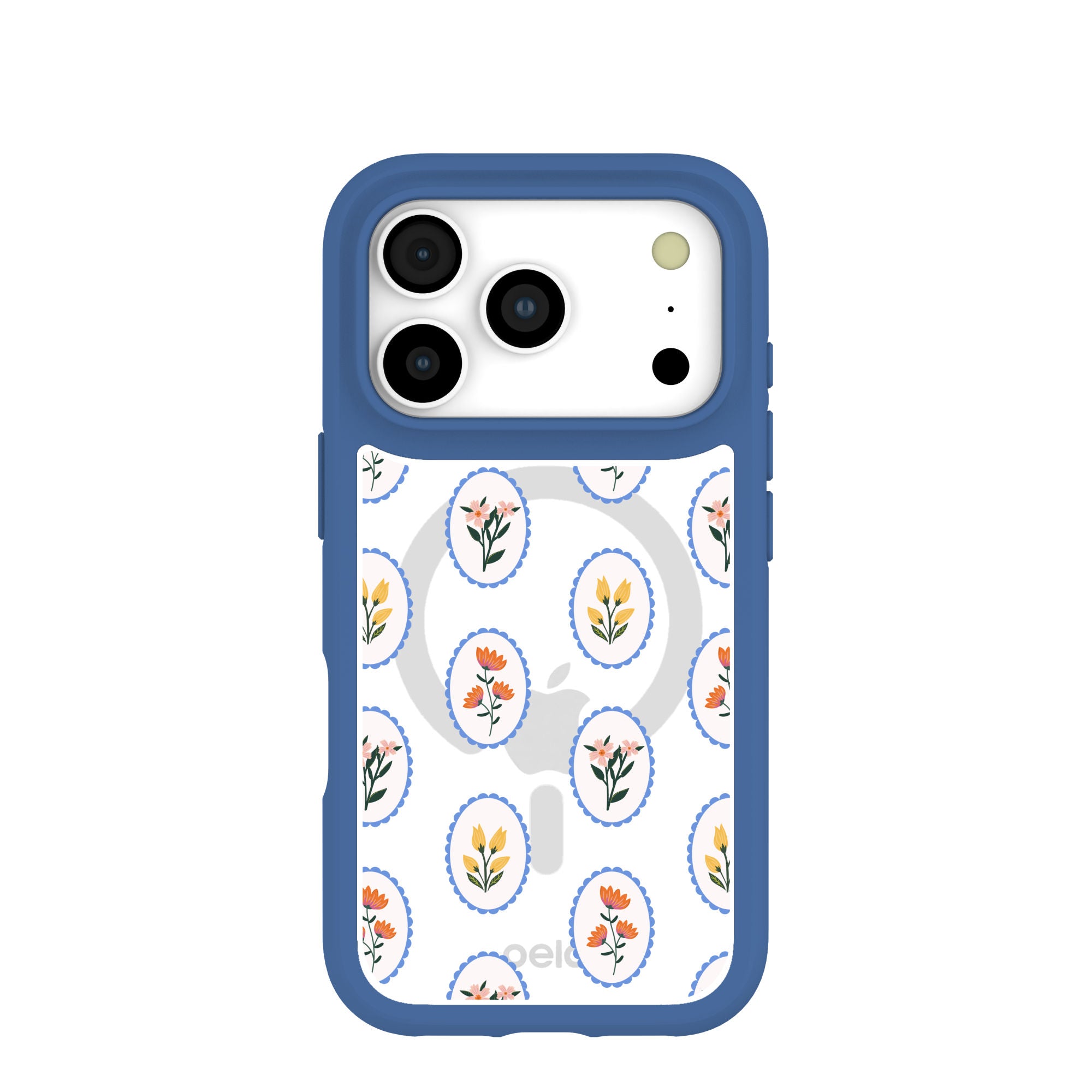 Clear Rosette Frame iPhone 17 Pro Case With True Blue Ridge (MagSafe included) Refurbished - Pela Case refurbished available on Cerqular