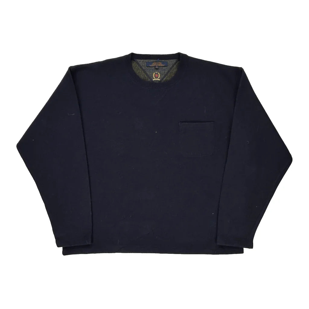 Tommy Hilfiger Sweatshirt - XL Navy Wool Blend Refurbished - Thrifted (note: this is a term often used to describe second- refurbished available on Cerqular