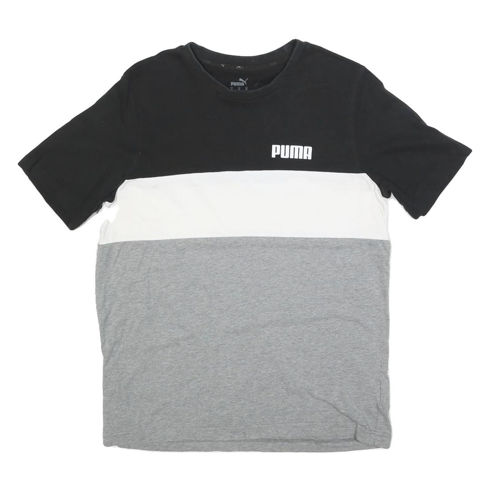 PUMA Mens Black & White & Grey Colourblock T-Shirt M Short Sleeve Crew Neck Refurbished - N/A refurbished available on Cerqular