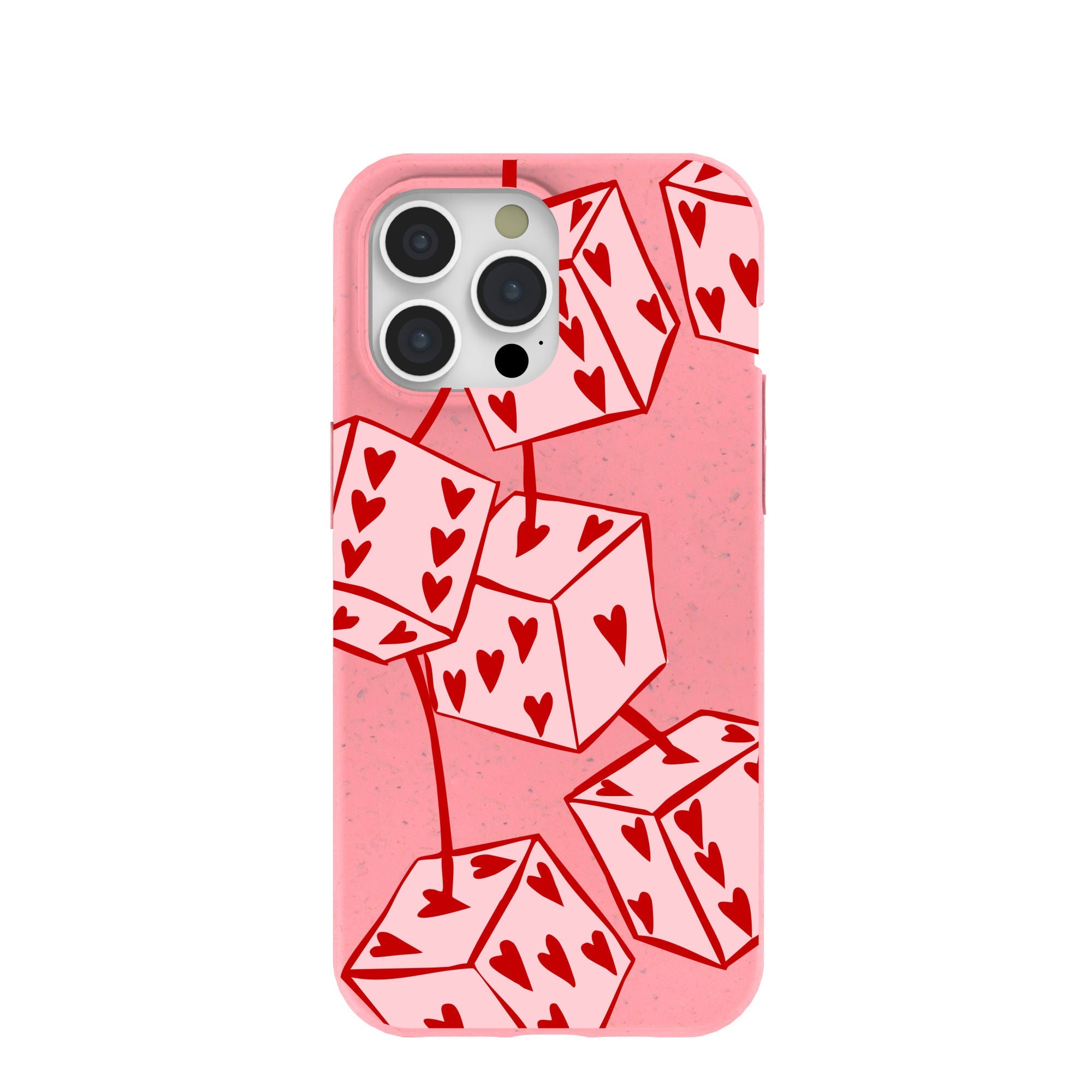 Bubblegum Pink Dicey Cherries iPhone 15 Pro Max Case Refurbished - Pela Case refurbished available on Cerqular