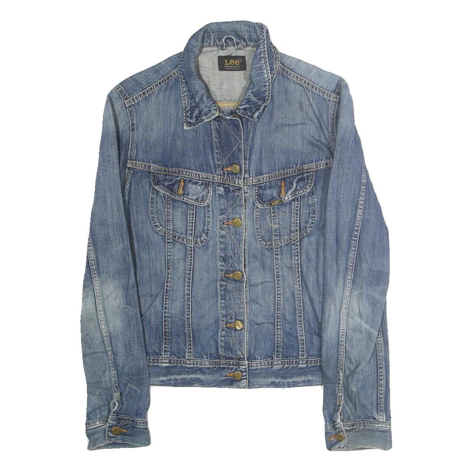 LEE Womens Blue Denim Jacket L Cotton Button Closure Classic Fit Plain Refurbished - N/A refurbished available on Cerqular