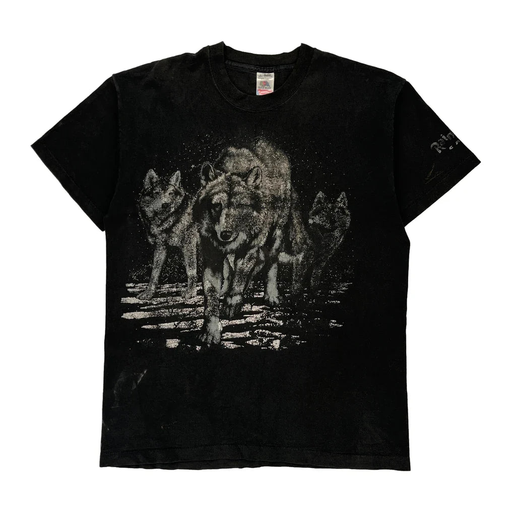 Fruit Of The Loom Single Stitch T-Shirt - Large Black Cotton Refurbished - Thrifted (note: this is a term often used to describe second- refurbished available on Cerqular