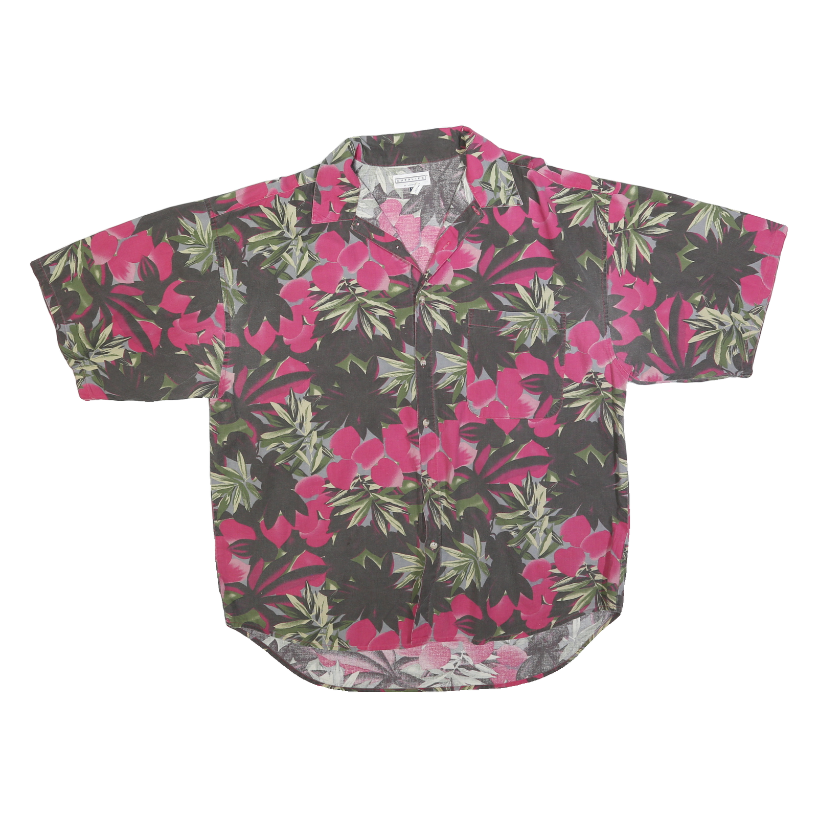 SUPPLIES Mens Green & Pink Floral Short Sleeve Shirt XL Summer Casual Refurbished - N/A refurbished available on Cerqular