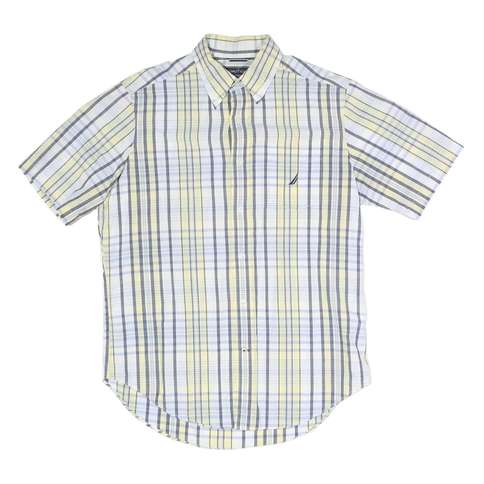 NAUTICA Mens Blue & Yellow Check Shirt M Cotton Blend Casual Smart Refurbished - N/A refurbished available on Cerqular