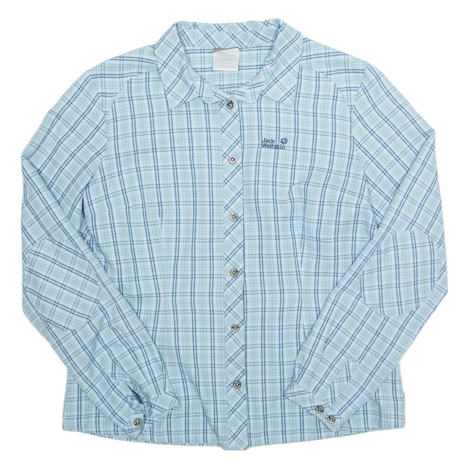 JACK WOLFSKIN Womens Shirt Blue Check Long Sleeve L Refurbished - N/A refurbished available on Cerqular