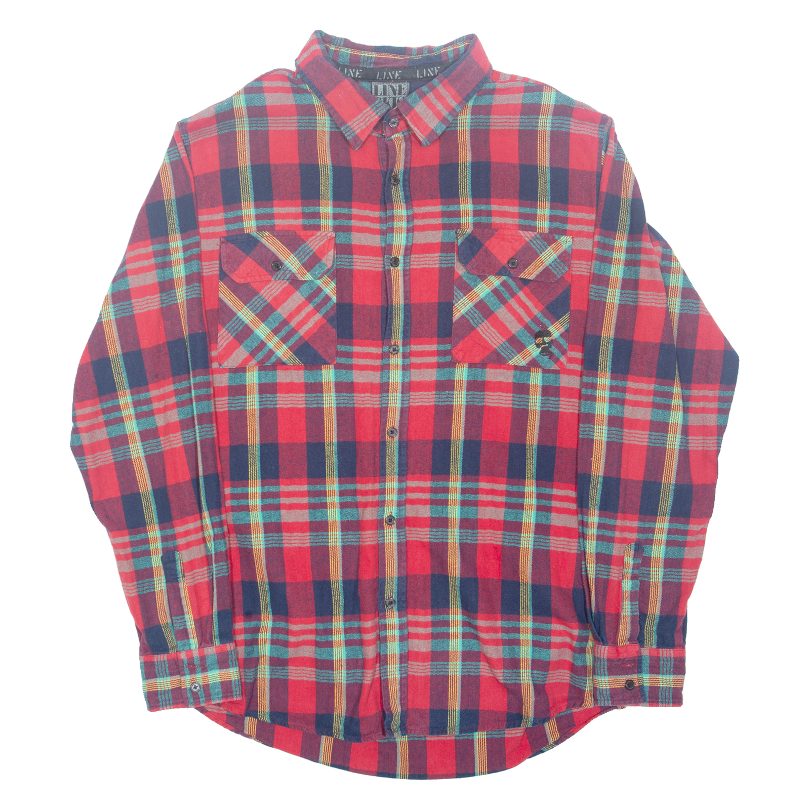 LINE SKINS Mens Flannel Shirt Red Check Long Sleeve M Refurbished - N/A refurbished available on Cerqular