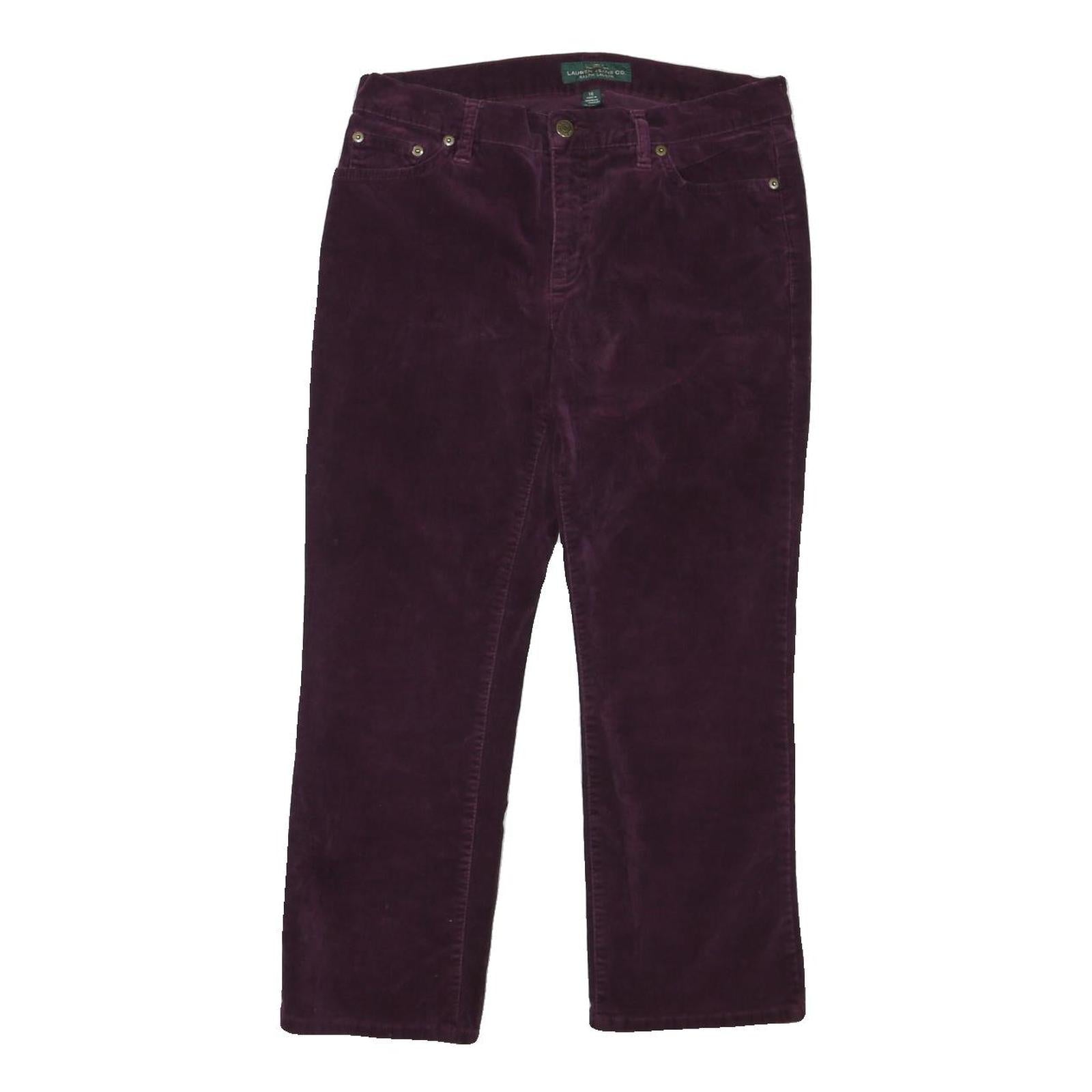 LAUREN RALPH LAUREN Womens Cotton Blend Purple Regular Straight Trousers W32 L34 Refurbished - N/A refurbished available on Cerqular