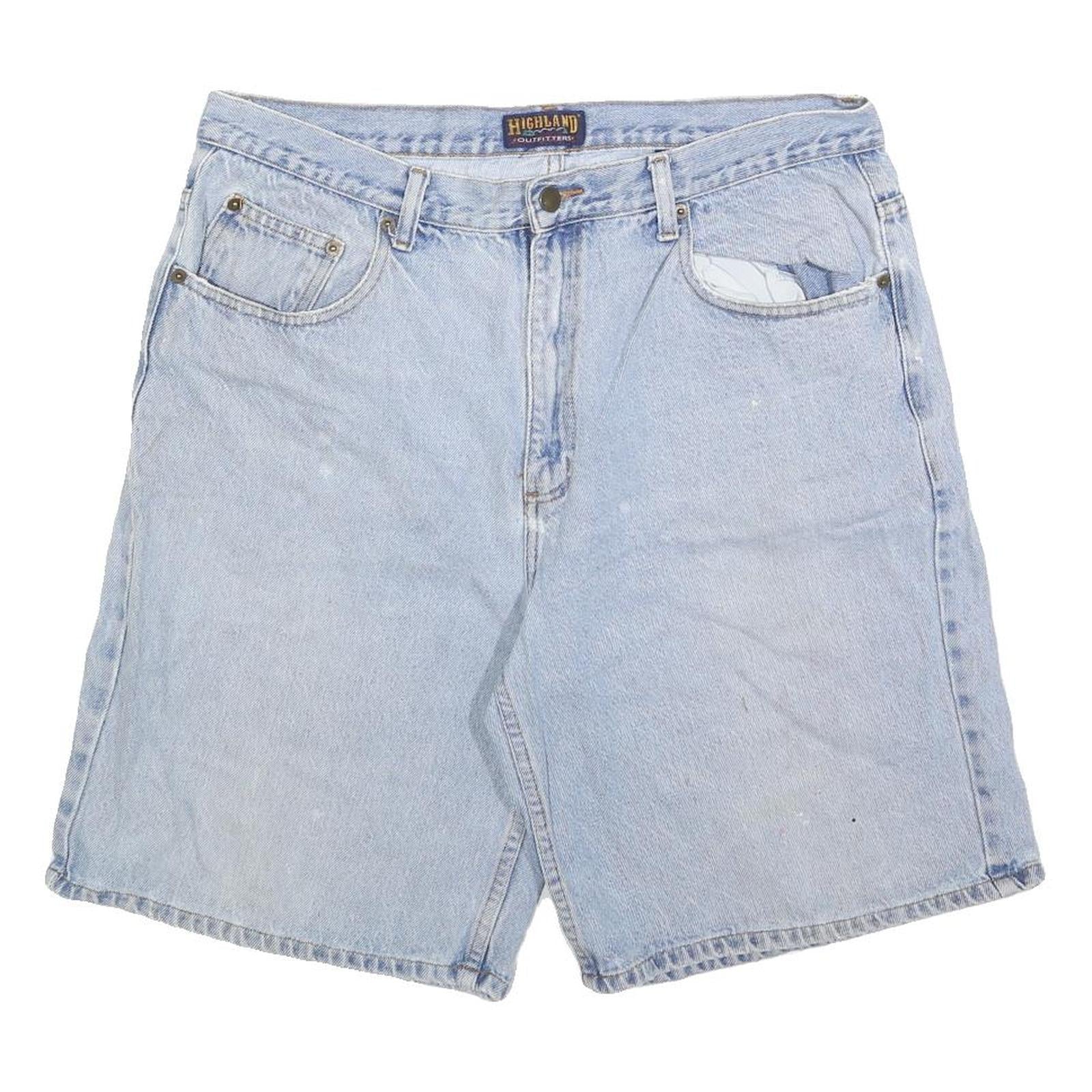 HIGHLAND Mens Cotton Blend Blue Casual Shorts XL W38 Light Wash Denim Style Refurbished - N/A refurbished available on Cerqular