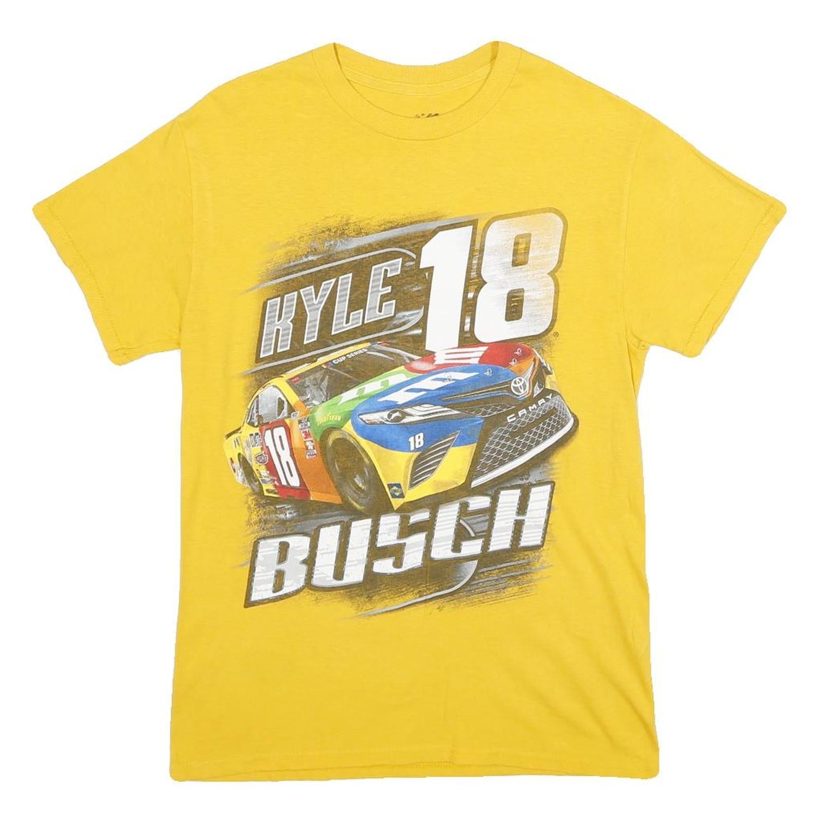 JOE GIBBS RACING Mens Yellow Kyle Busch Graphic T-Shirt S Short Sleeve Crew Neck Refurbished - N/A refurbished available on Cerqular