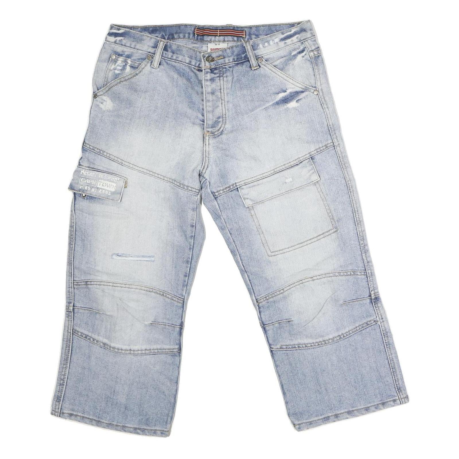 SOUTYHERN Womens Shorts Blue Denim Casual M W34 Patch Pocket Cargo Refurbished - N/A refurbished available on Cerqular