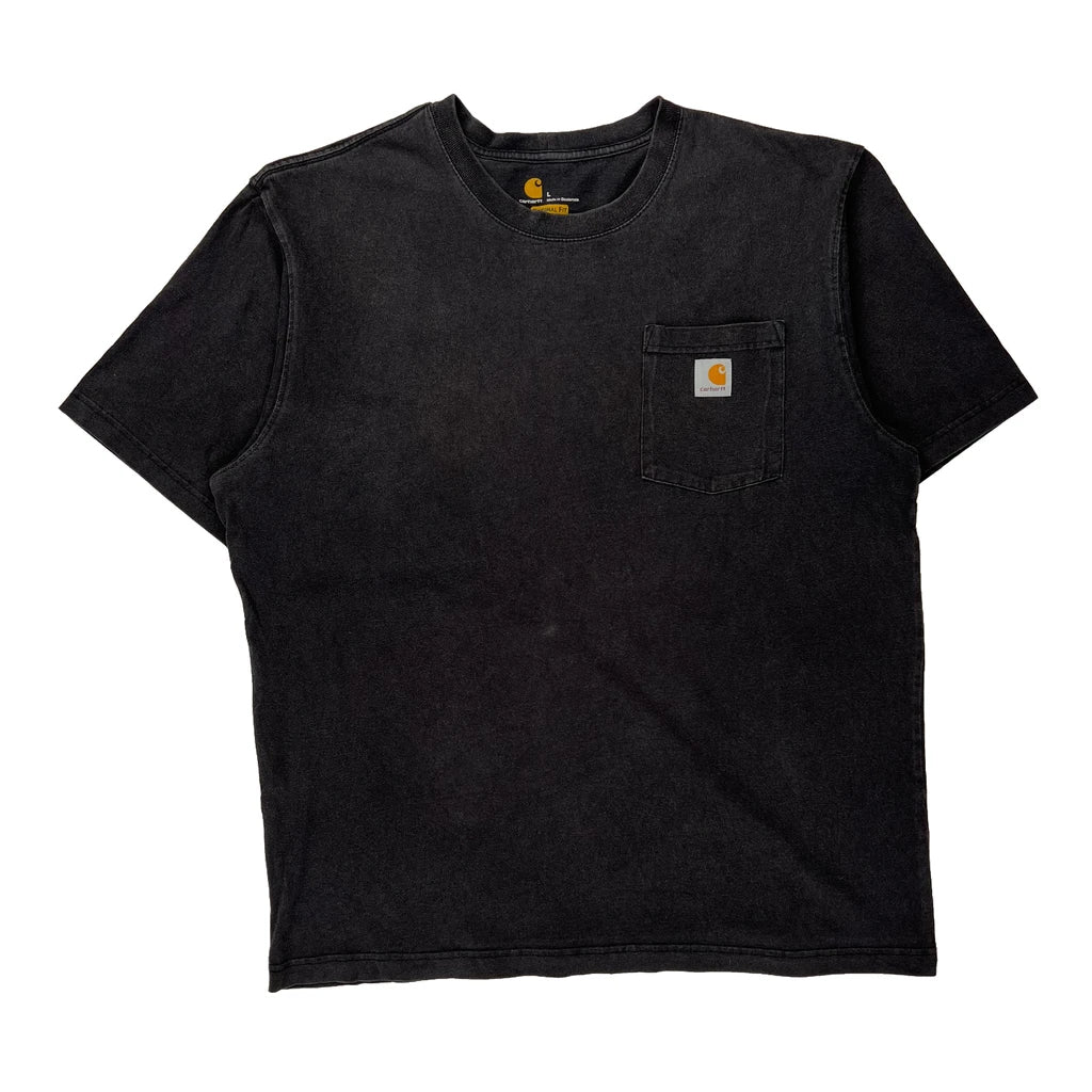 Carhartt T-Shirt - Large Black Cotton Refurbished - Thrifted (note: this is a term often used to describe second- refurbished available on Cerqular