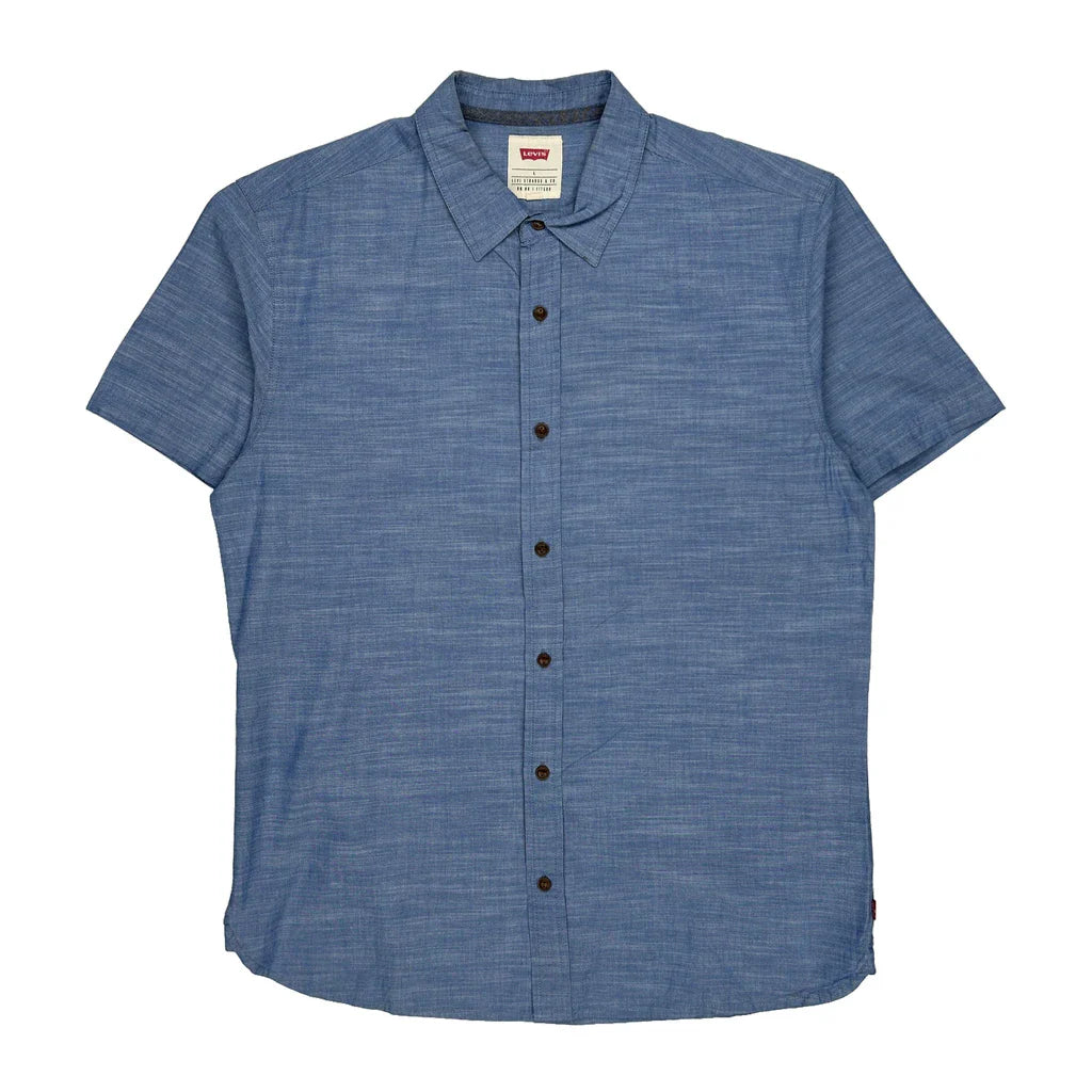 Buy Levis Short Sleeve Shirt - Large Blue Cotton Refurbished - $29.47 Levis Short Sleeve Shirt - Large Blue Cotton Refurbished - Thrifted (note: this is a term often used to describe second- refurbished available on Cerqular