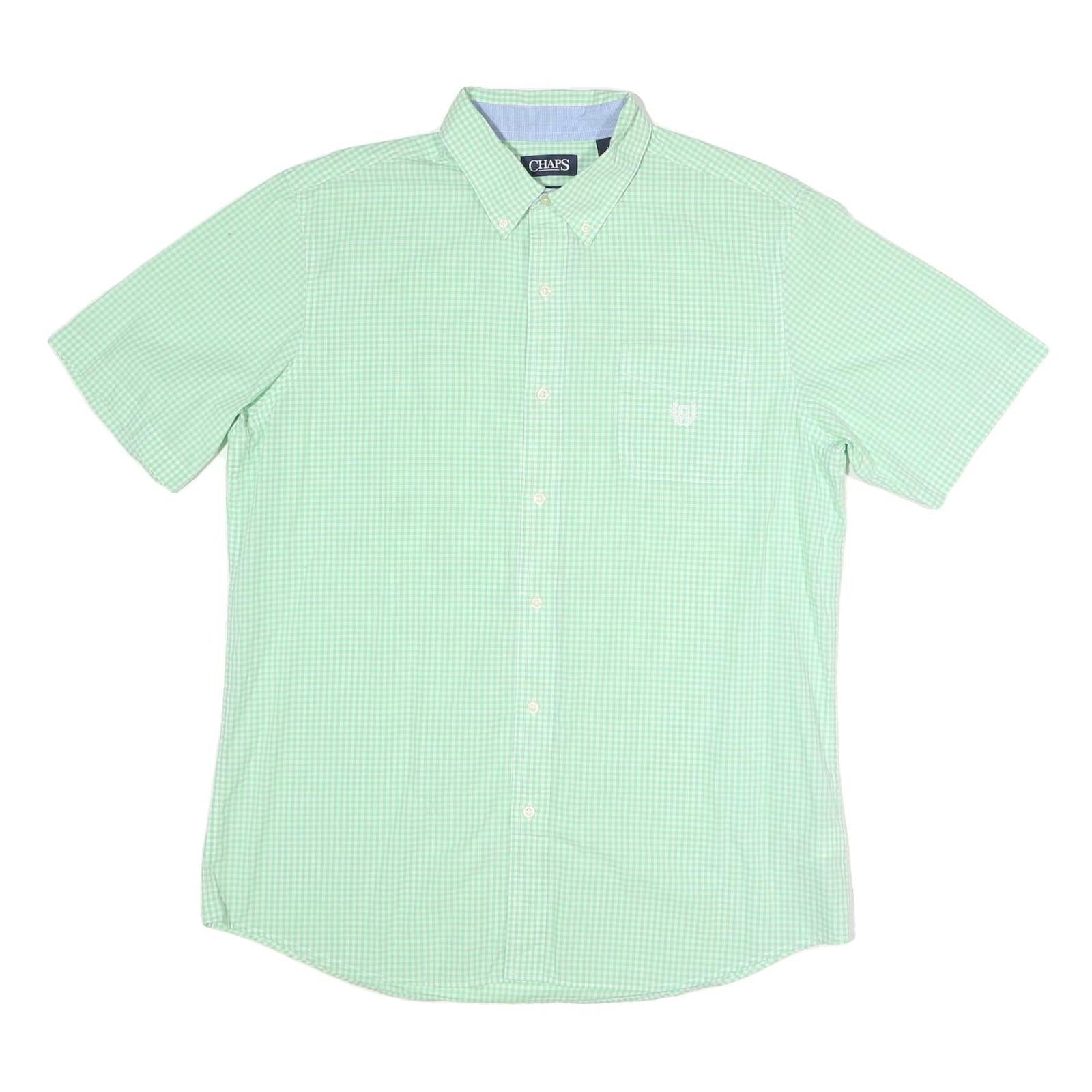Buy CHAPS Mens Green Check Shirt L Button-Down Collar Short Sleeve Cotton Blend Refurbished - $31.19 CHAPS Mens Green Check Shirt L Button-Down Collar Short Sleeve Cotton Blend Refurbished - N/A refurbished available on Cerqular