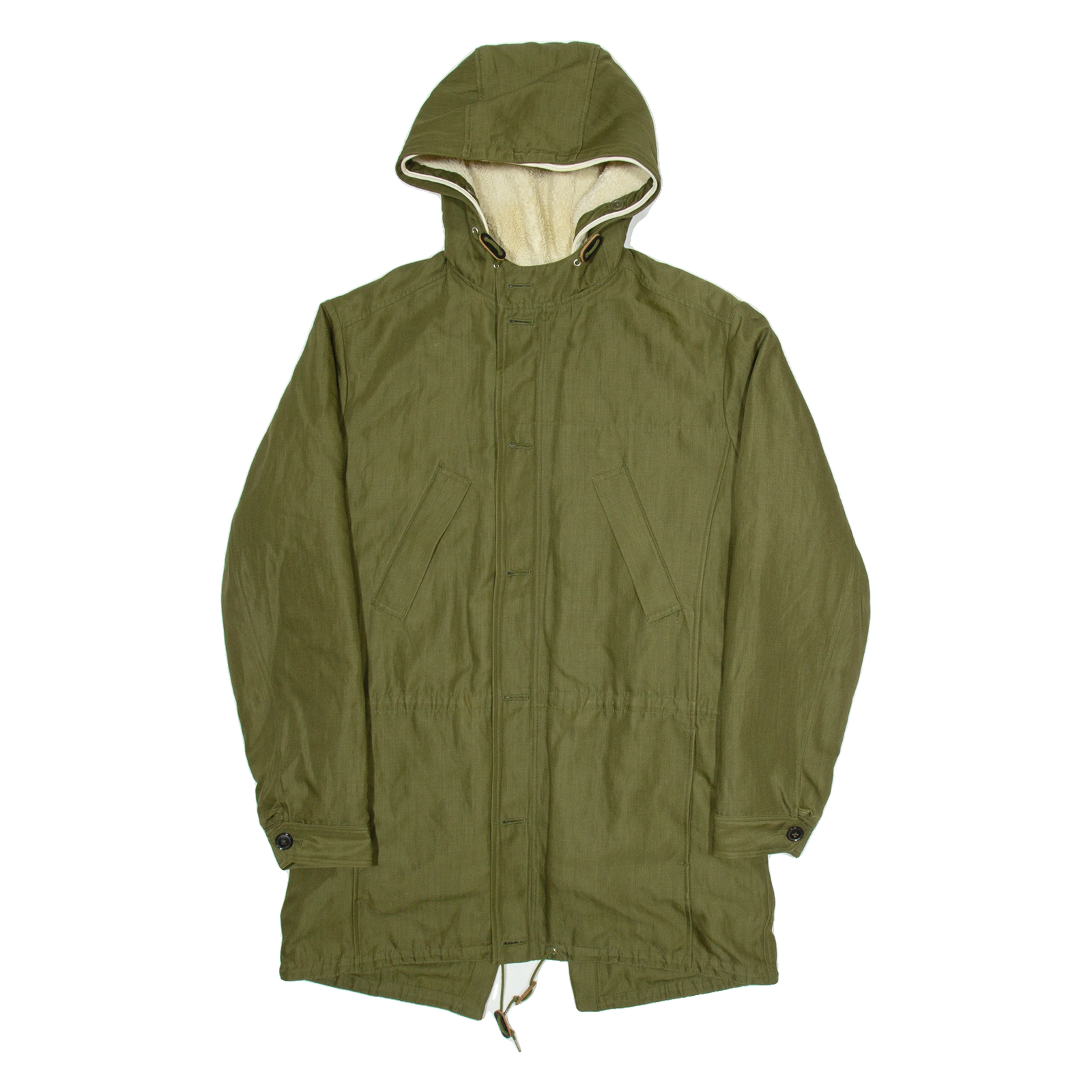 Mens Overcoat Jacket Green  Hooded L Refurbished - N/A refurbished available on Cerqular
