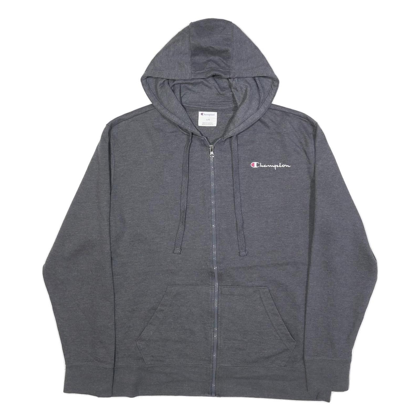 CHAMPION Mens Grey Full Zip Hoodie L Cotton Blend Casual Sweatshirt Refurbished - N/A refurbished available on Cerqular