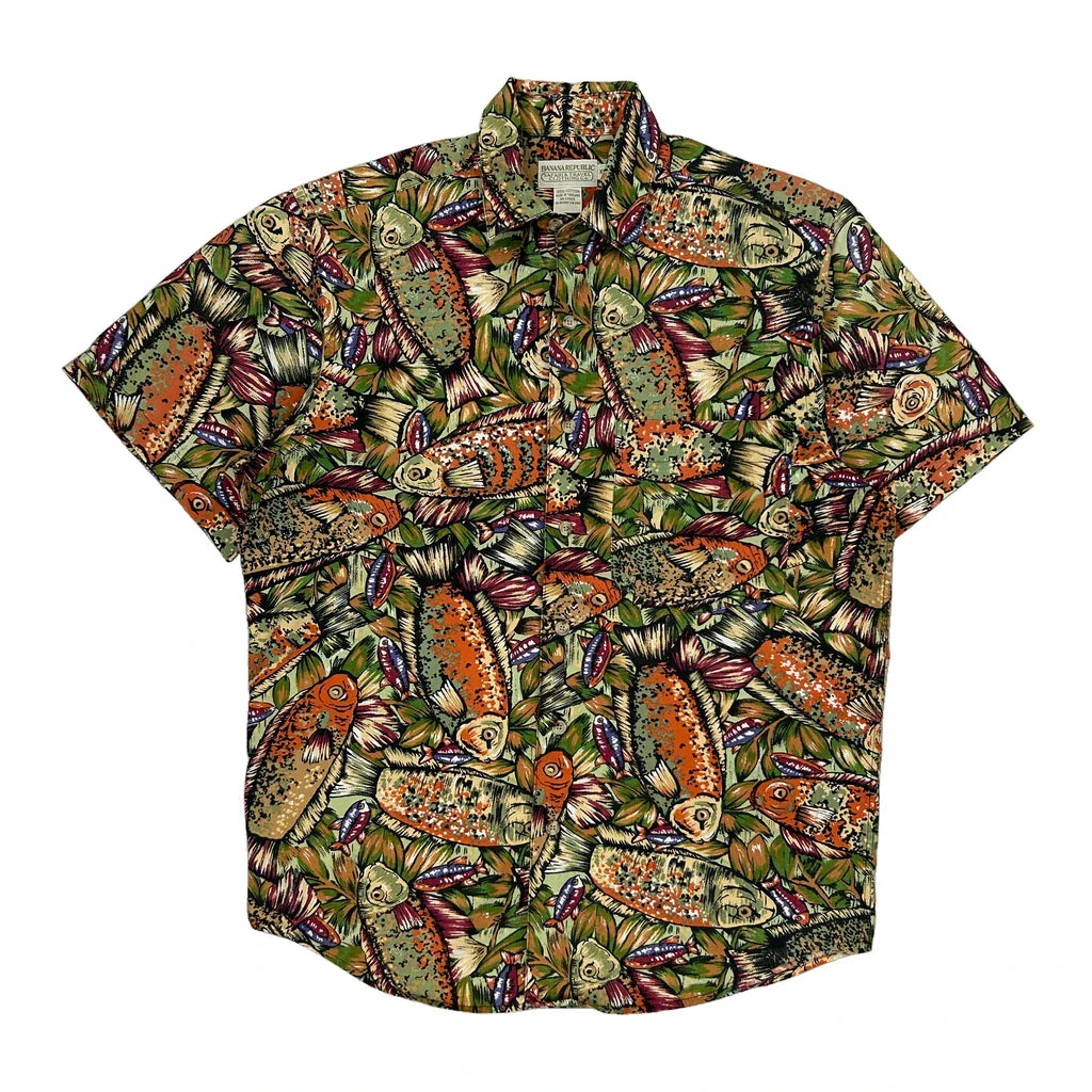 Buy Banana Republic Hawaiian Shirt - XS Multicoloured Cotton Refurbished - $18.41 Banana Republic Hawaiian Shirt - XS Multicoloured Cotton Refurbished - Thrifted (note: this is a term often used to describe second- refurbished available on Cerqular