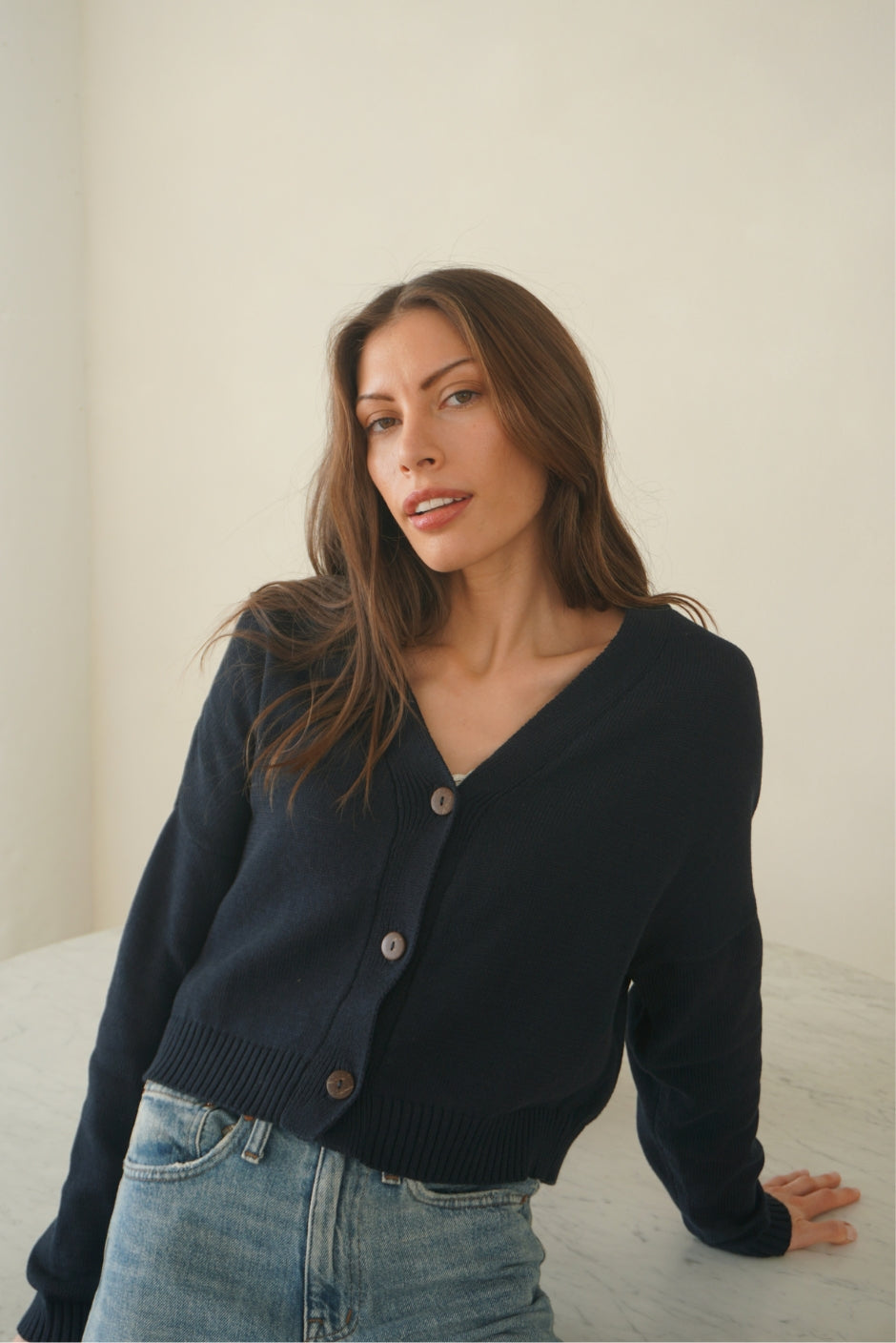 Diana Cardigan in Midnight Navy | Size: XXS Refurbished - N/A (Paneros is not a known clothing brand. It is possible refurbished available on Cerqular