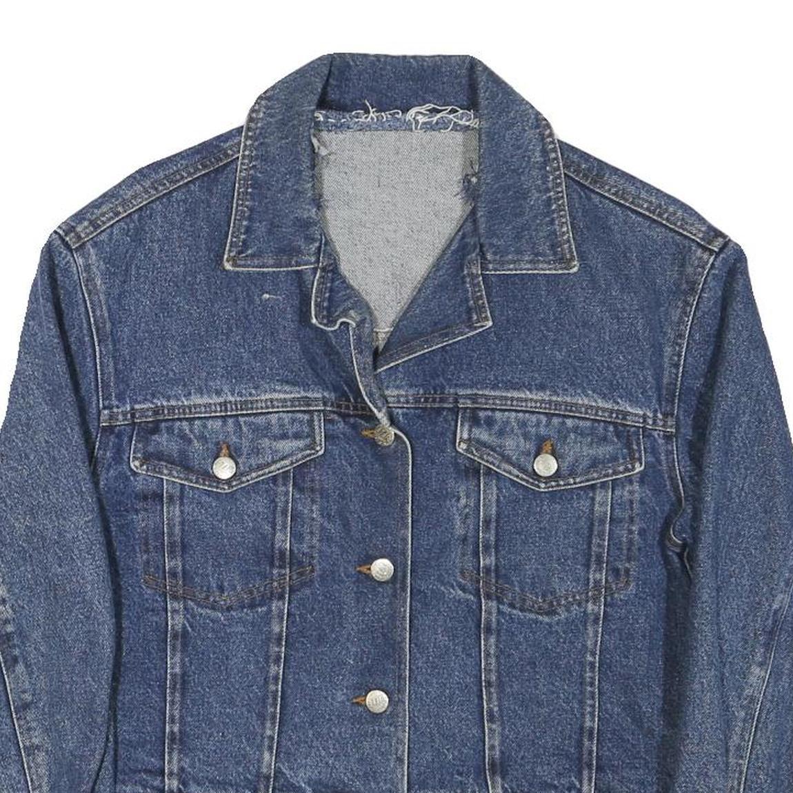 Womens Blue Denim Button Jacket S Cotton Blend Classic Casual Outerwear Refurbished - N/A refurbished available on Cerqular