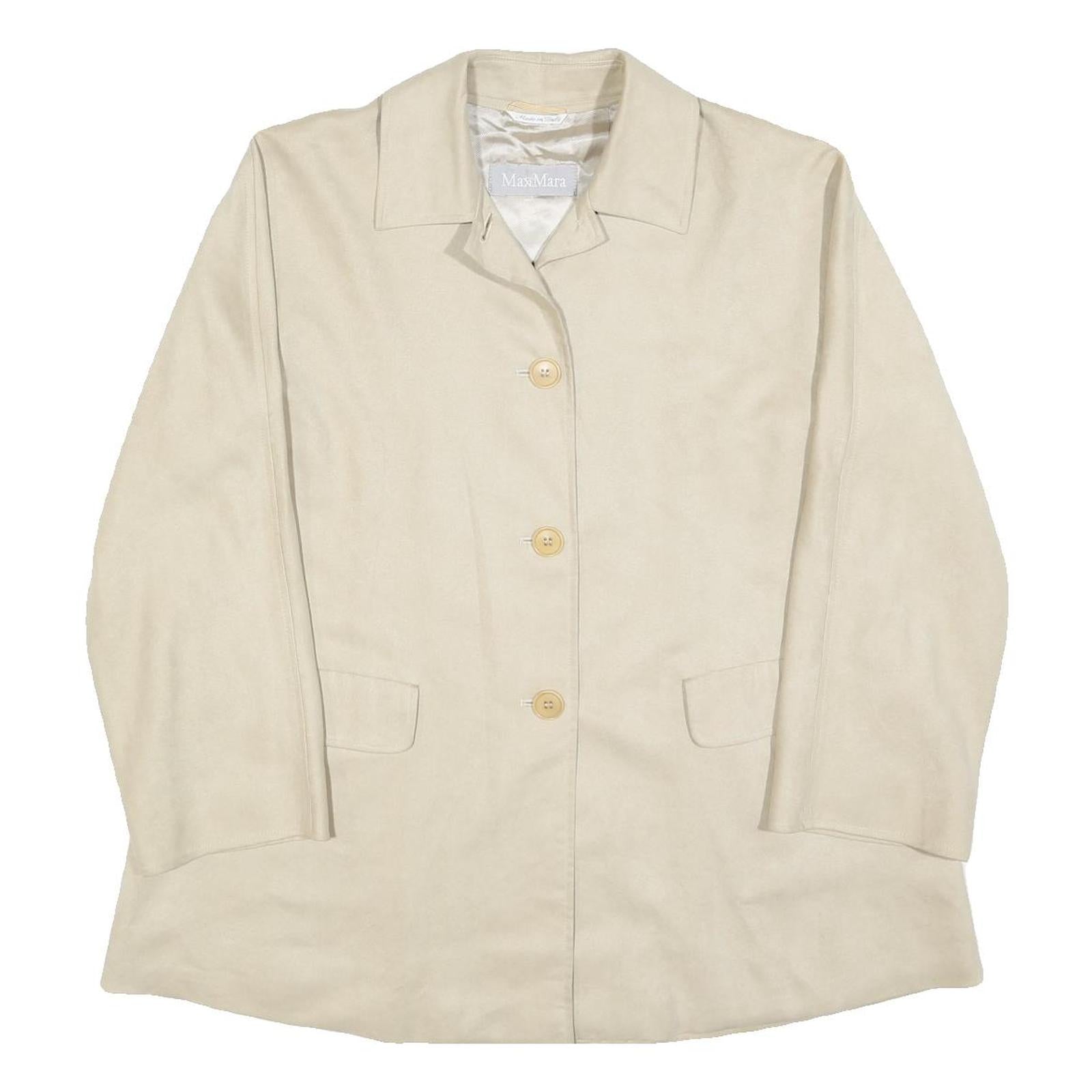 MAX MARA Womens Beige Button Jacket UK 8 Polyester Classic Elegant Refurbished - N/A refurbished available on Cerqular