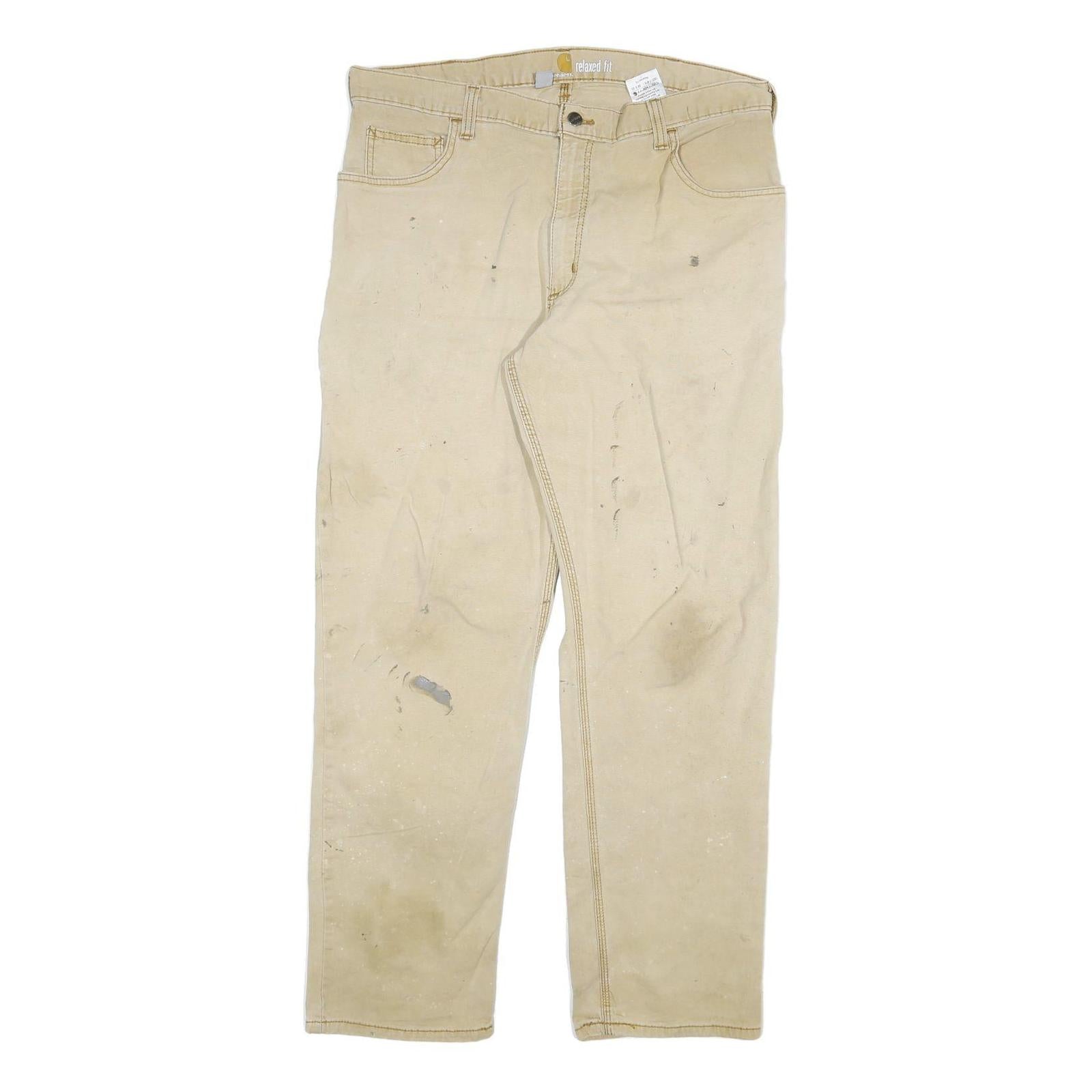 Buy CARHARTT Mens Cotton Blend Beige Relaxed Fit Straight Leg Trousers W38 L32 Refurbished - $40.29 CARHARTT Mens Cotton Blend Beige Relaxed Fit Straight Leg Trousers W38 L32 Refurbished - N/A refurbished available on Cerqular