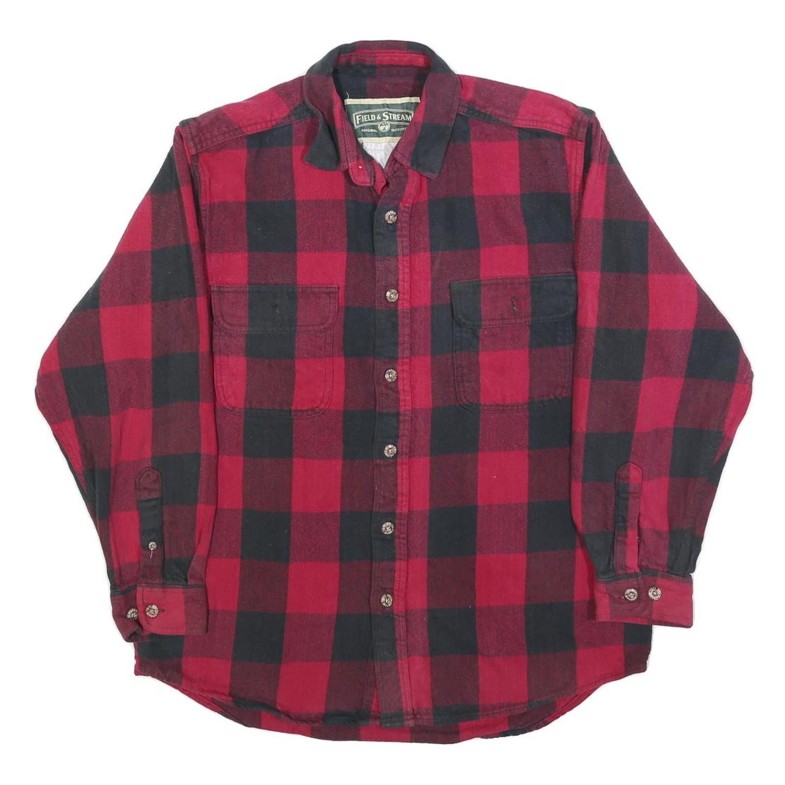 FIELD & STREAM Mens Red & Black Check Cotton Blend Shirt M Classic Lumberjack Refurbished - N/A refurbished available on Cerqular