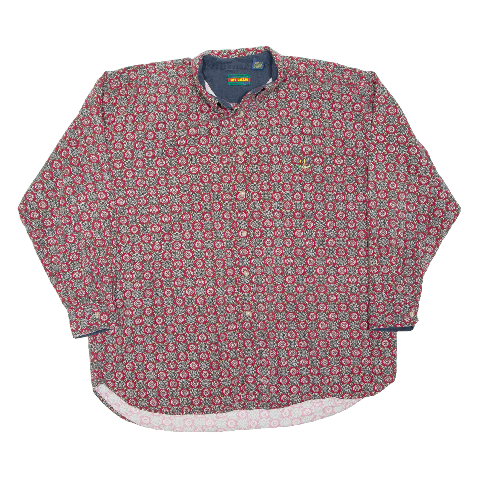 IVY CREW Mens Shirt Maroon Crazy Pattern Long Sleeve 2XL Refurbished - N/A refurbished available on Cerqular
