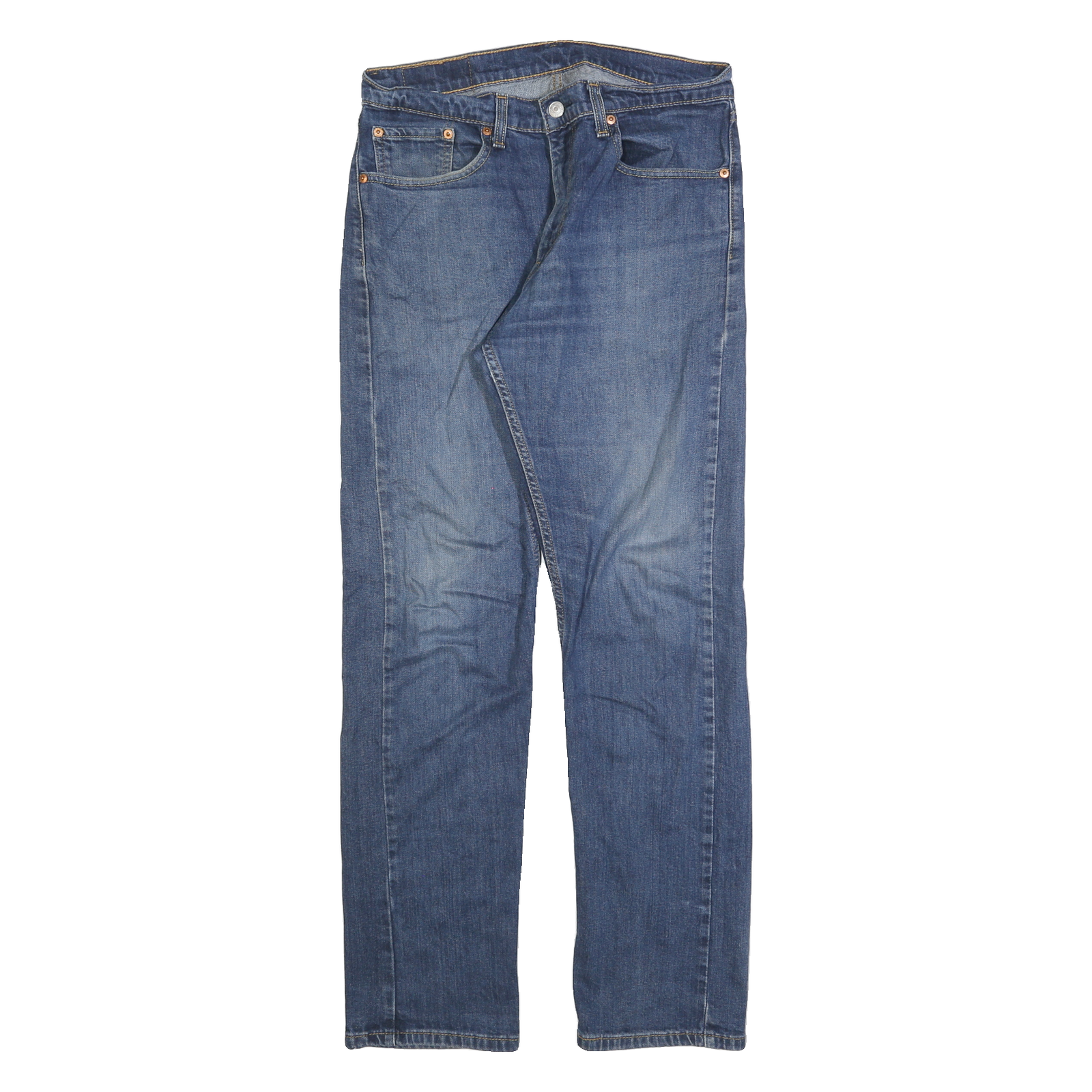 LEVI'S 505 Mens Jeans Blue Regular Straight Denim Medium W32 L32 Classic Zip Refurbished - N/A refurbished available on Cerqular
