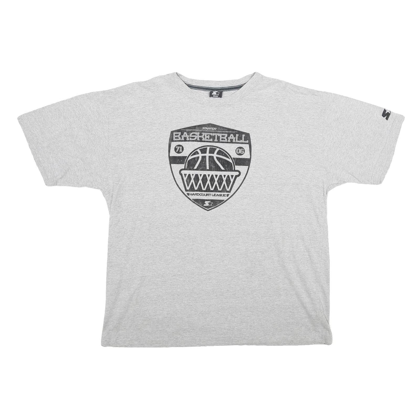 STARTER Mens Grey Basketball Graphic T-Shirt XL Short Sleeve Crew Neck Cotton Refurbished - N/A refurbished available on Cerqular