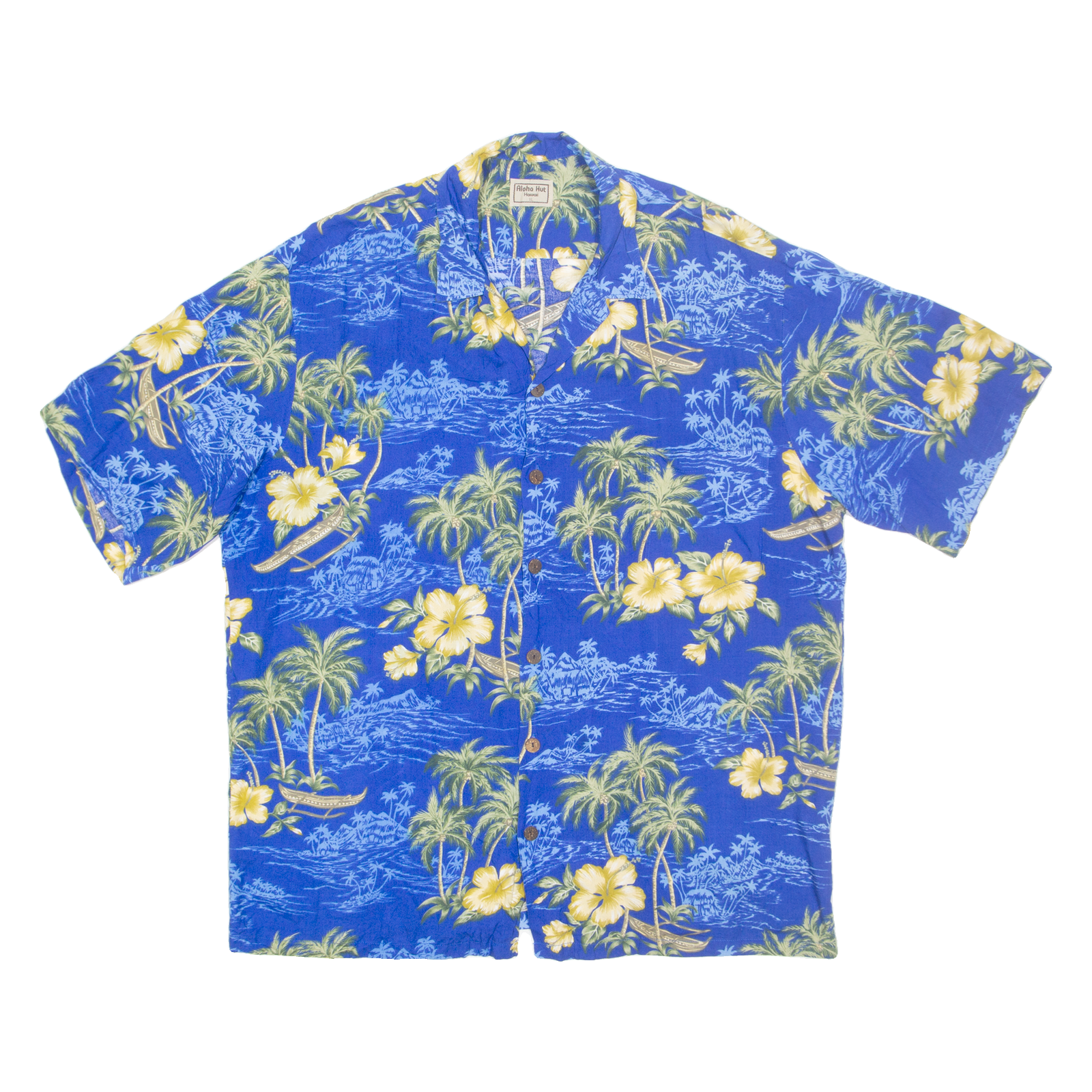 ALOHA HUT Mens Hawaiian Shirt Blue Floral XL Refurbished - N/A refurbished available on Cerqular