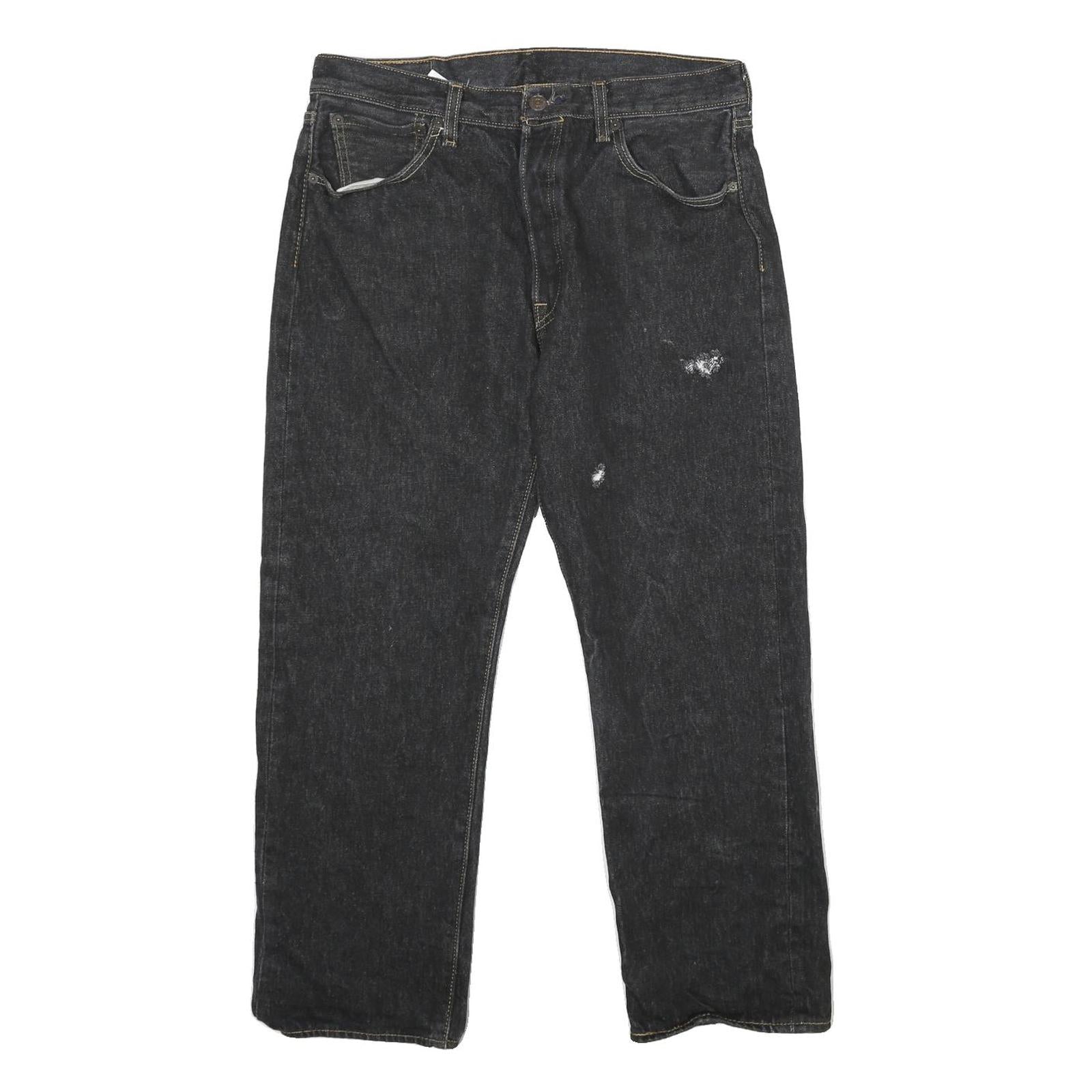 LEVI'S 501 Mens Jeans Black Classic Straight Denim Dark W34 L27 Button Closure Refurbished - N/A refurbished available on Cerqular