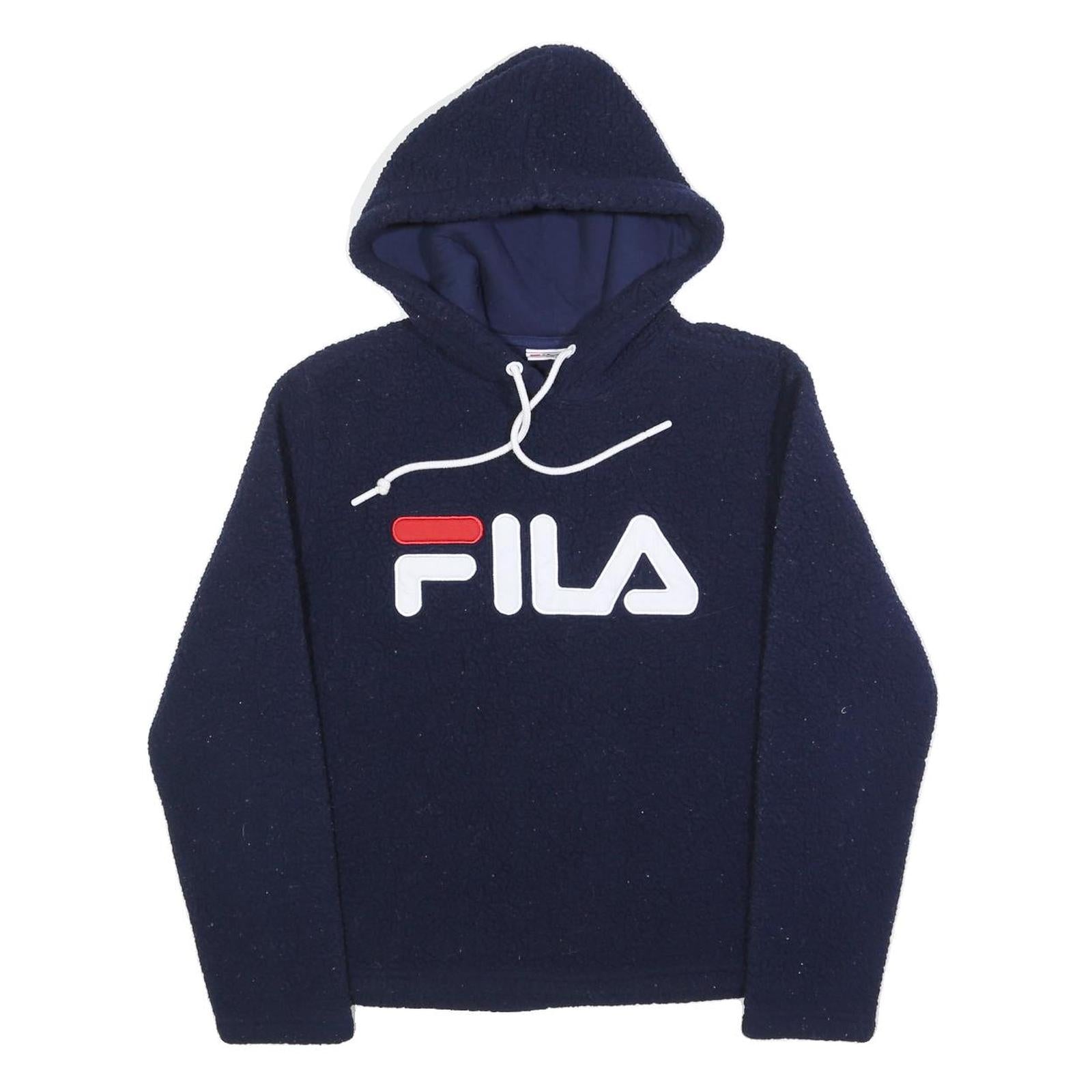 FILA Womens Navy Blue Logo Hoodie Hooded Sweatshirt S Polyester Blend Casual Refurbished - N/A refurbished available on Cerqular